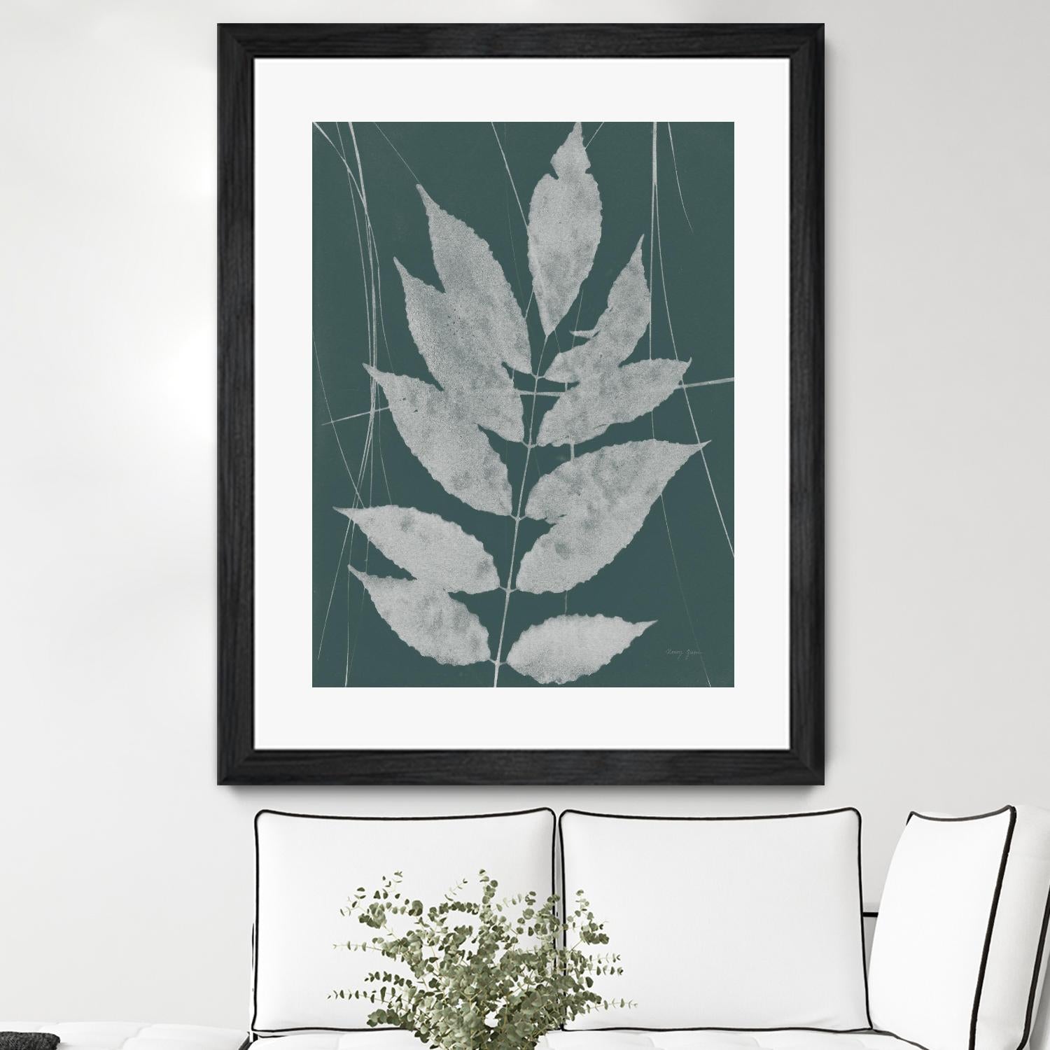Enchanted Fall Cyanotype IX by Nancy Green on GIANT ART - green botanical photograph