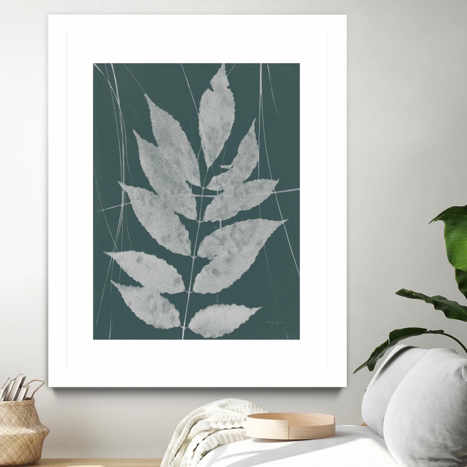 Enchanted Fall Cyanotype IX by Nancy Green on GIANT ART - green botanical photograph