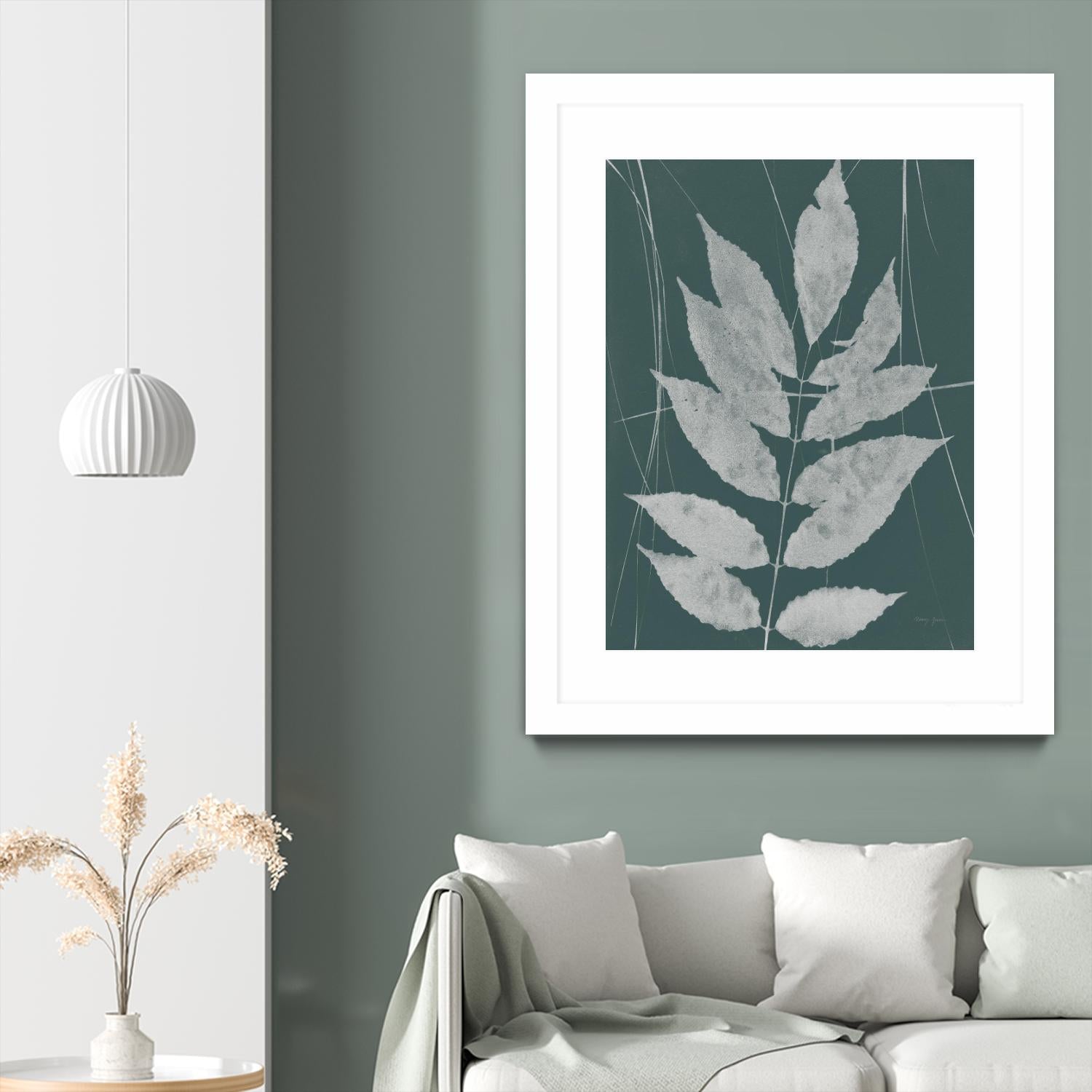 Enchanted Fall Cyanotype IX by Nancy Green on GIANT ART - green botanical photograph