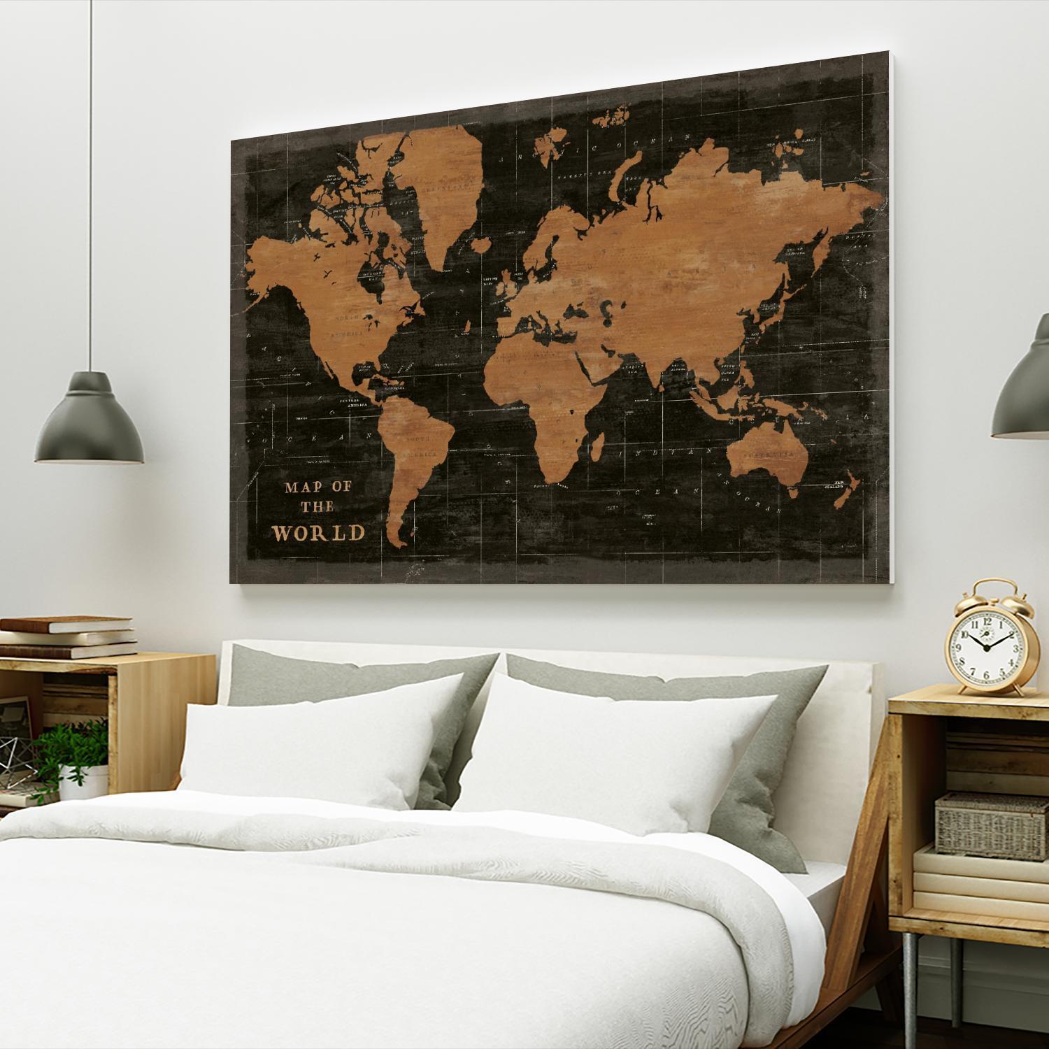 World Map Industrial by Sue Schlabach on GIANT ART - maps black
