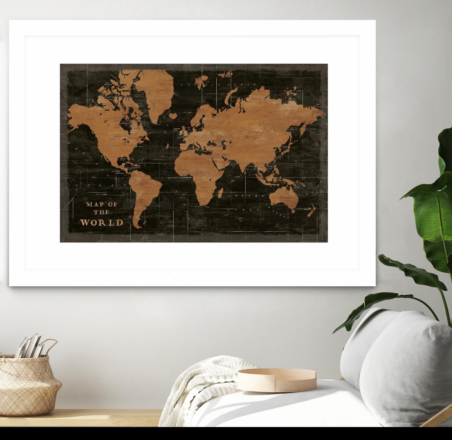 World Map Industrial by Sue Schlabach on GIANT ART - black maps words and phrases