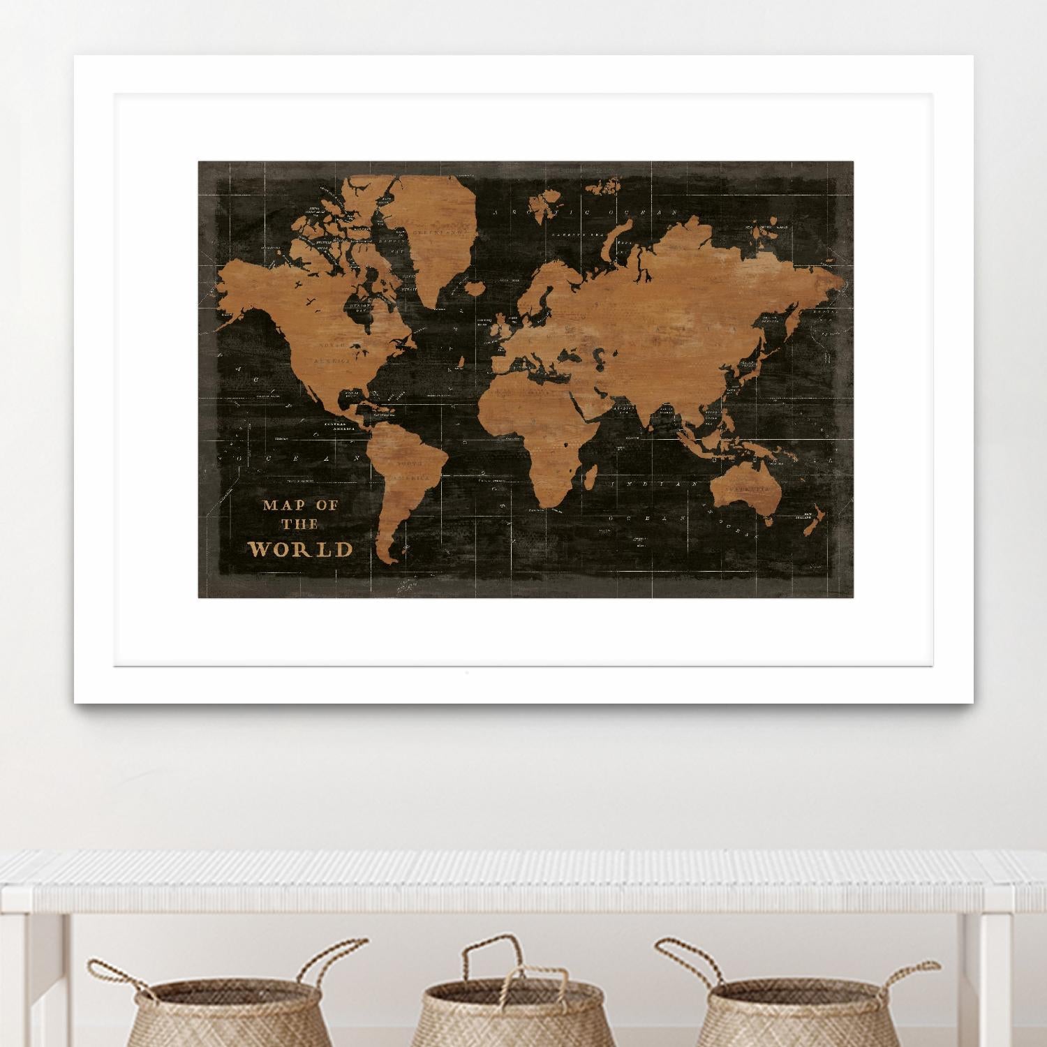 World Map Industrial by Sue Schlabach on GIANT ART - black maps words and phrases