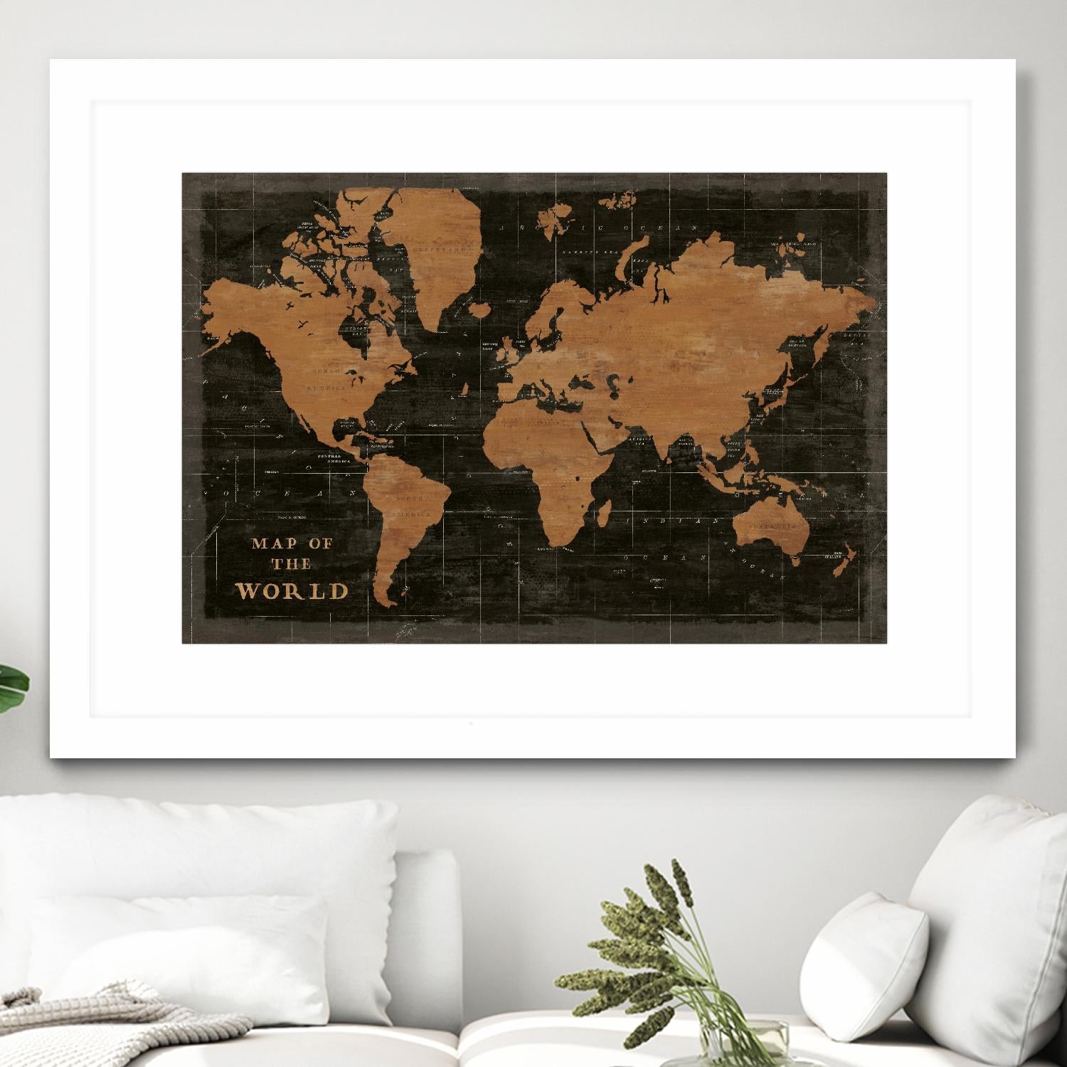 World Map Industrial by Sue Schlabach on GIANT ART - black maps words and phrases