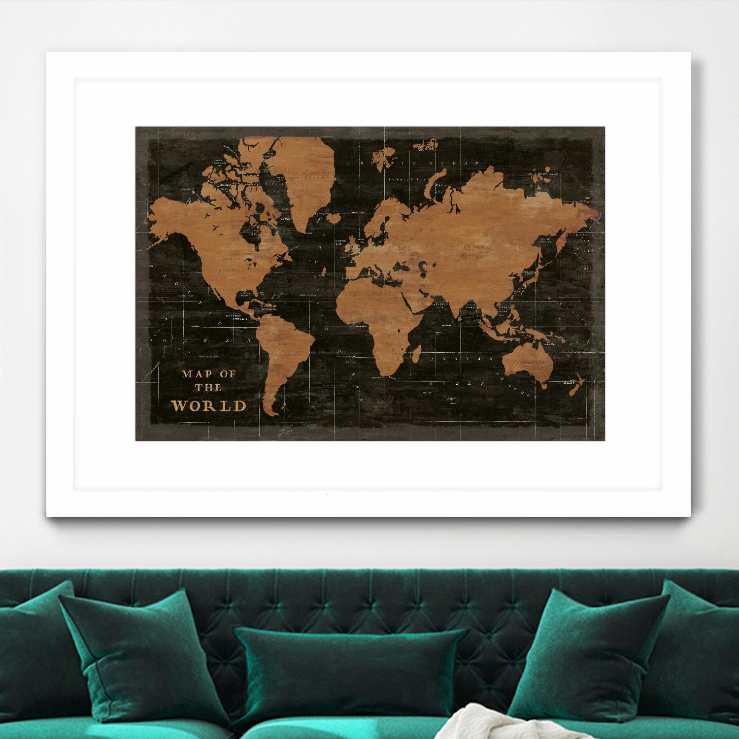 World Map Industrial by Sue Schlabach on GIANT ART - black maps words and phrases
