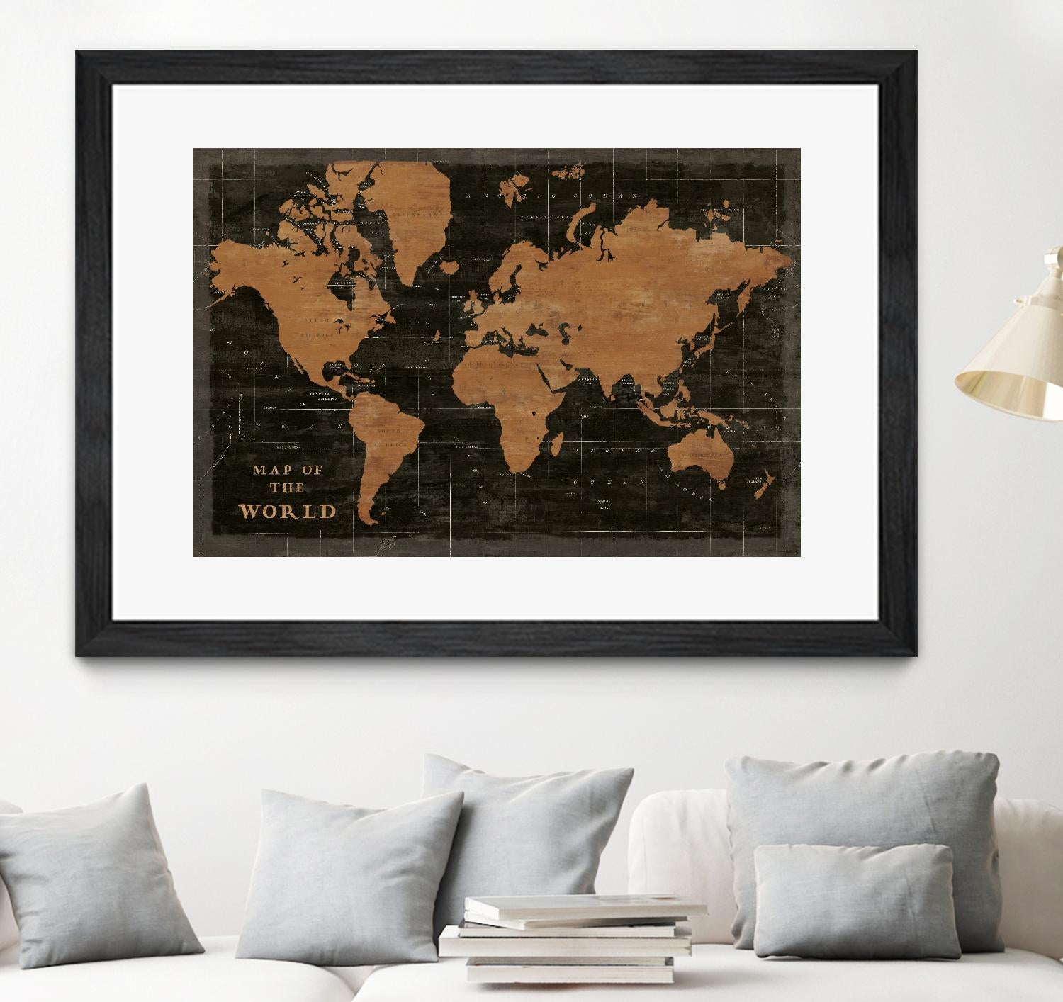 World Map Industrial by Sue Schlabach on GIANT ART - black maps words and phrases
