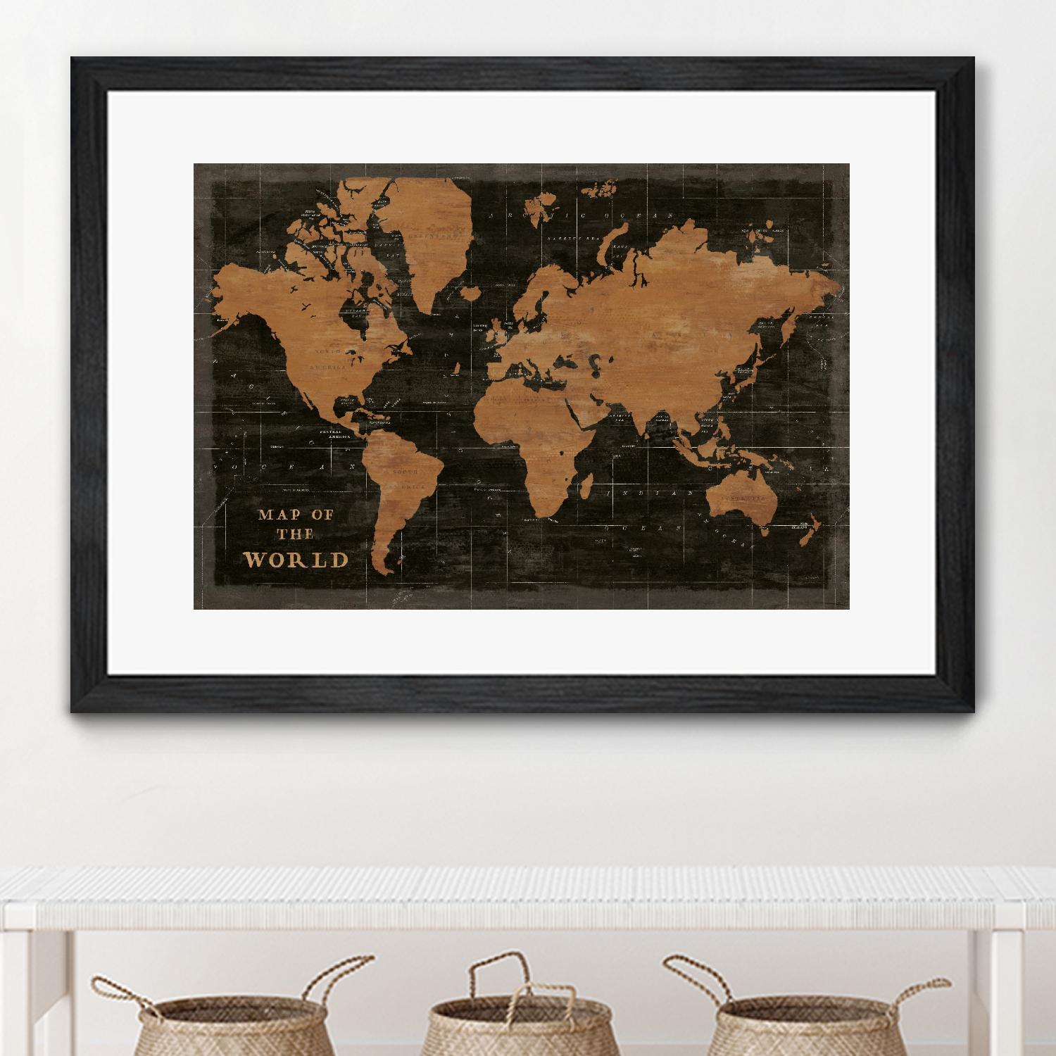 World Map Industrial by Sue Schlabach on GIANT ART - black maps words and phrases