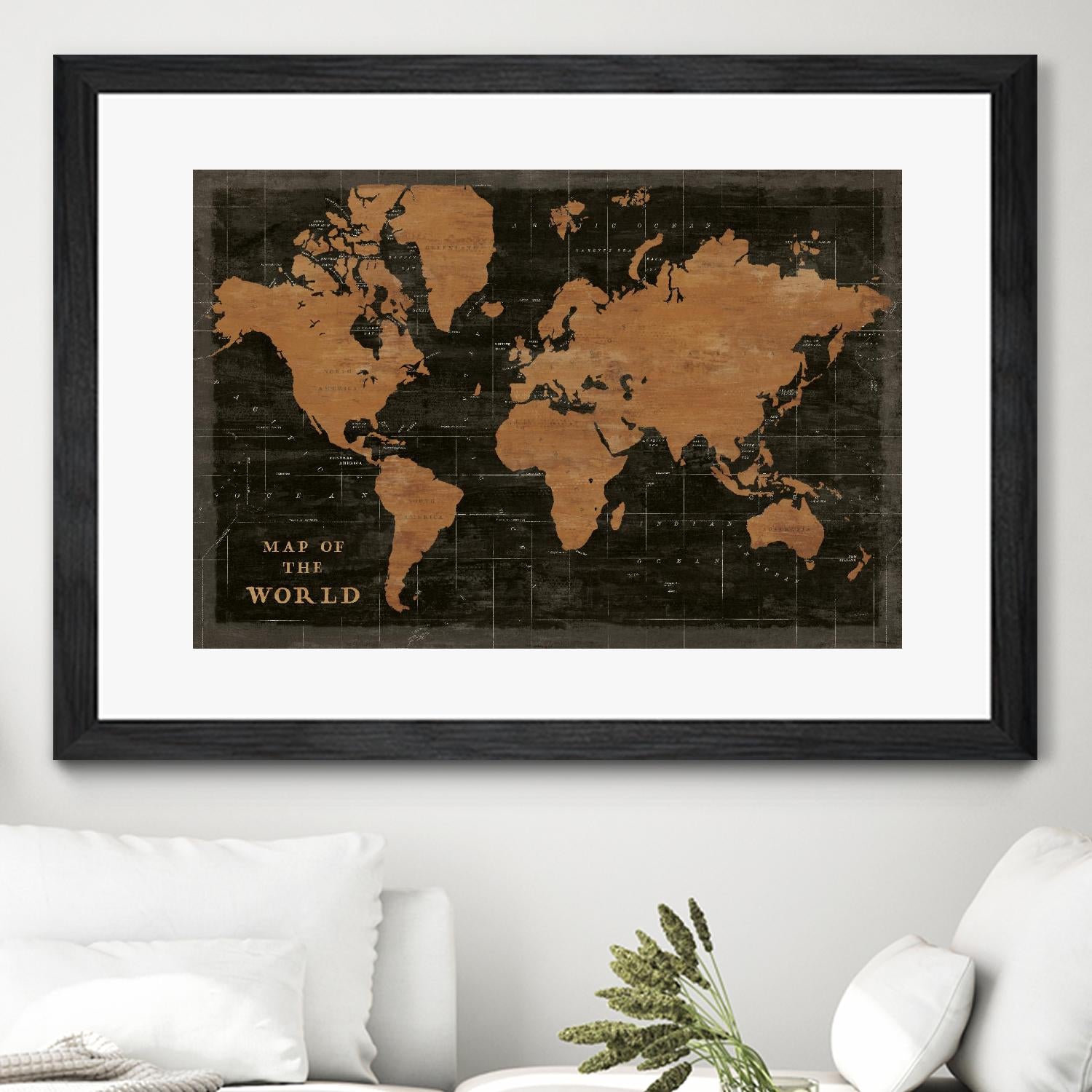 World Map Industrial by Sue Schlabach on GIANT ART - black maps words and phrases