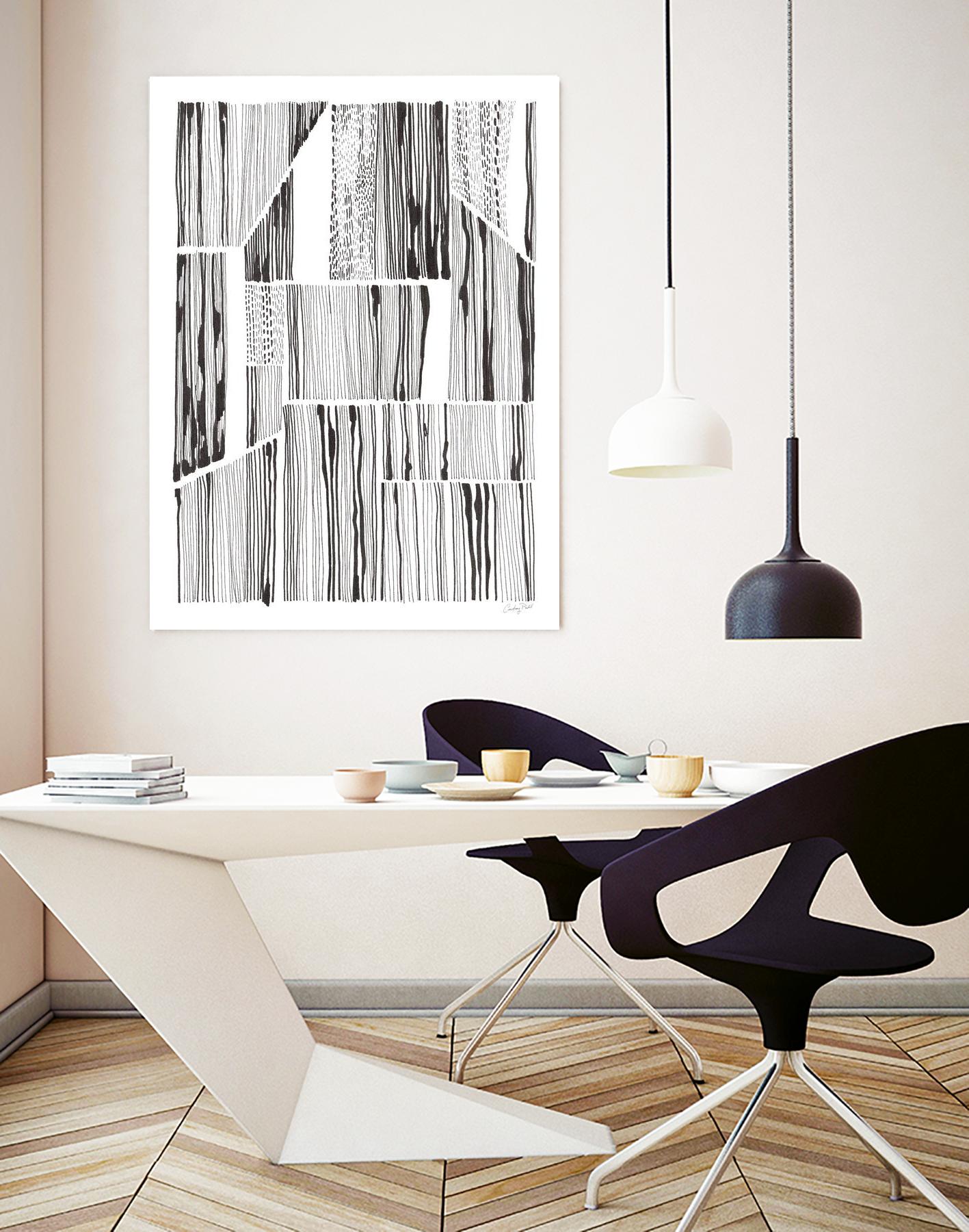 Lined Up III by Courtney Prahl on GIANT ART - white linear dots