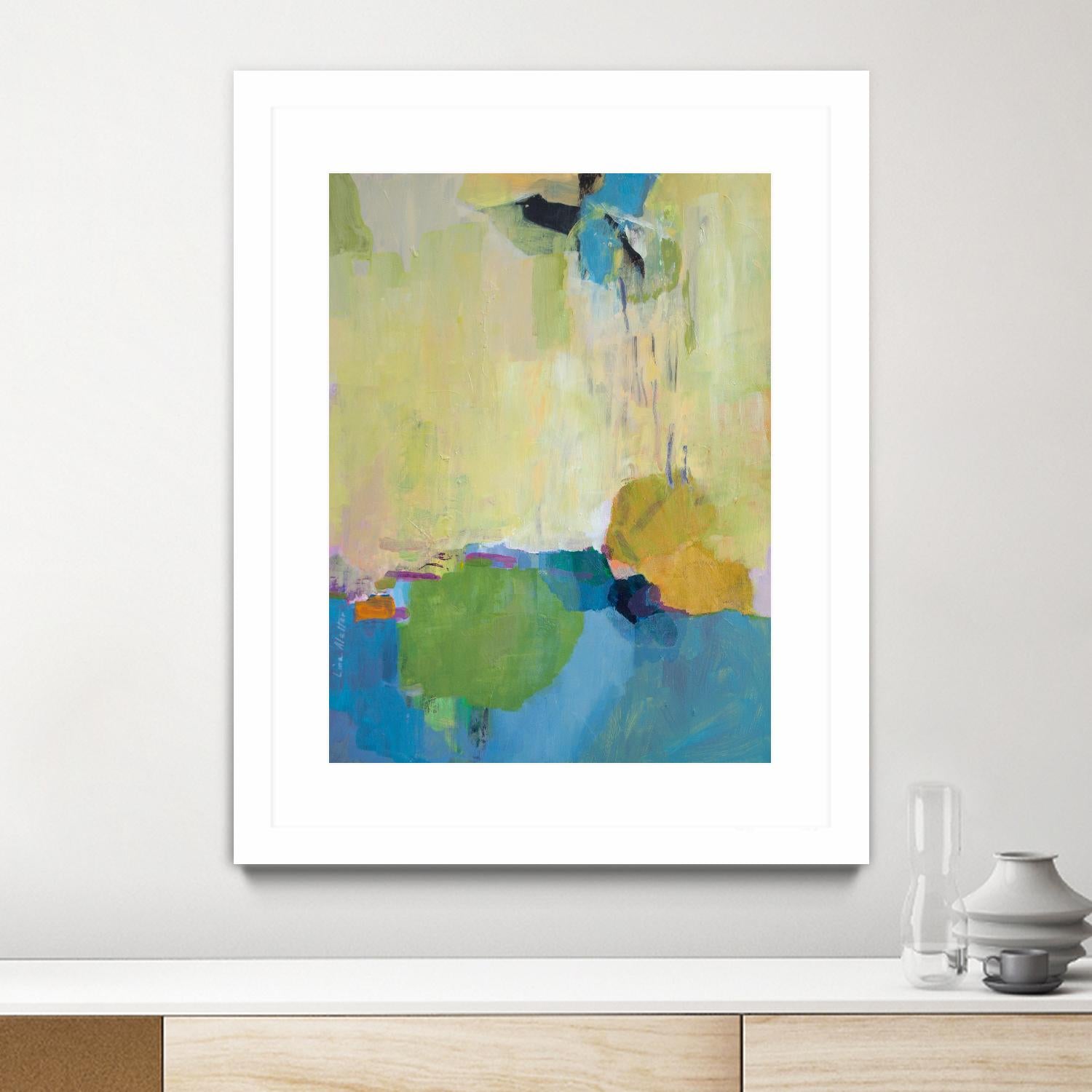 The Promise of Something by Lina Alattar on GIANT ART - blue,yellow abstracts, contemporary