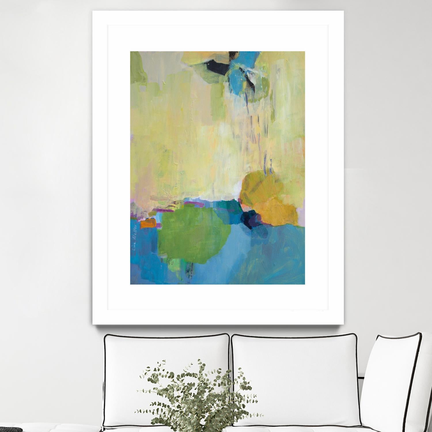 The Promise of Something by Lina Alattar on GIANT ART - blue,yellow abstracts, contemporary