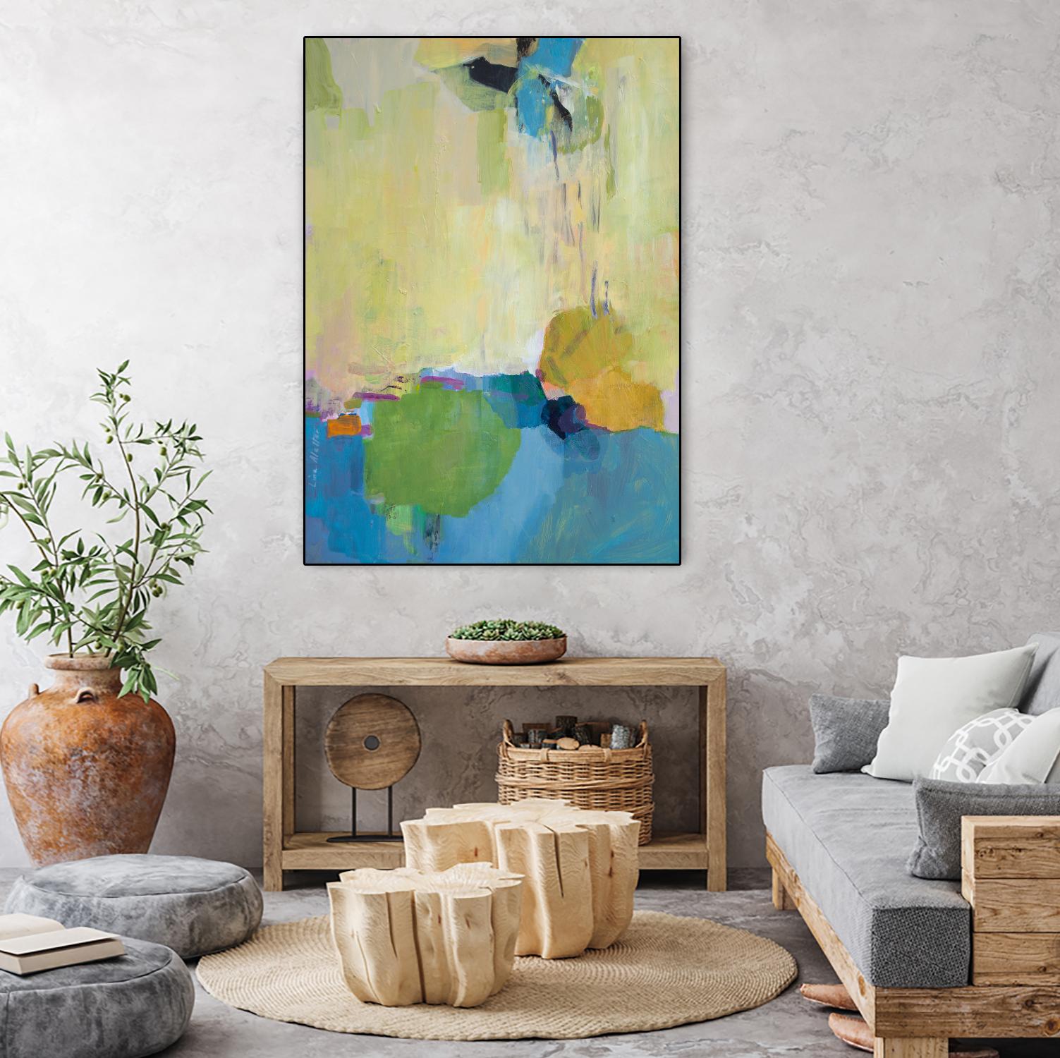 The Promise of Something by Lina Alattar on GIANT ART - blue,yellow abstracts, contemporary