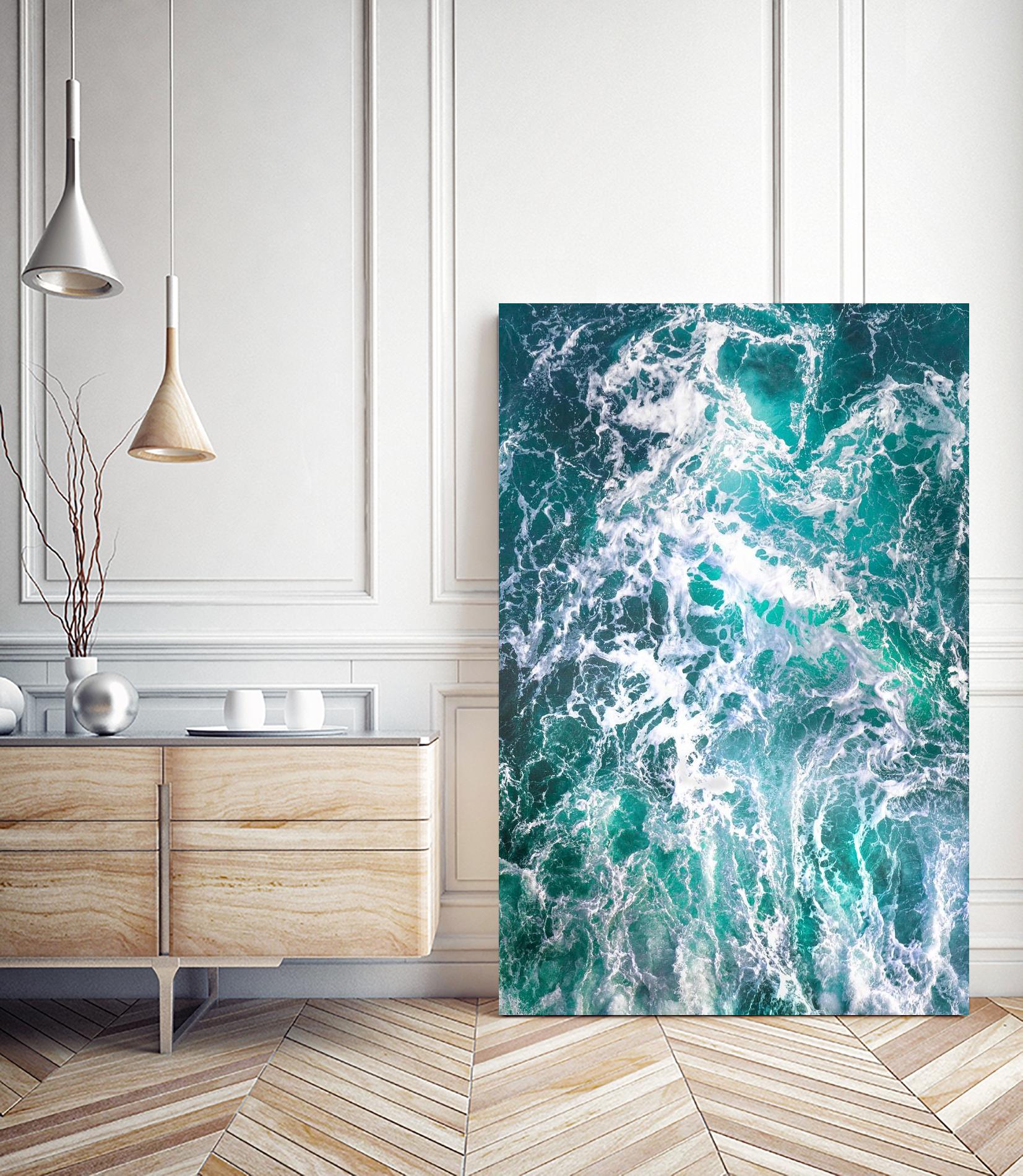 Teal Embrace by Lynne Douglas on GIANT ART - blue coastal, landscapes, photography, ocean, waves