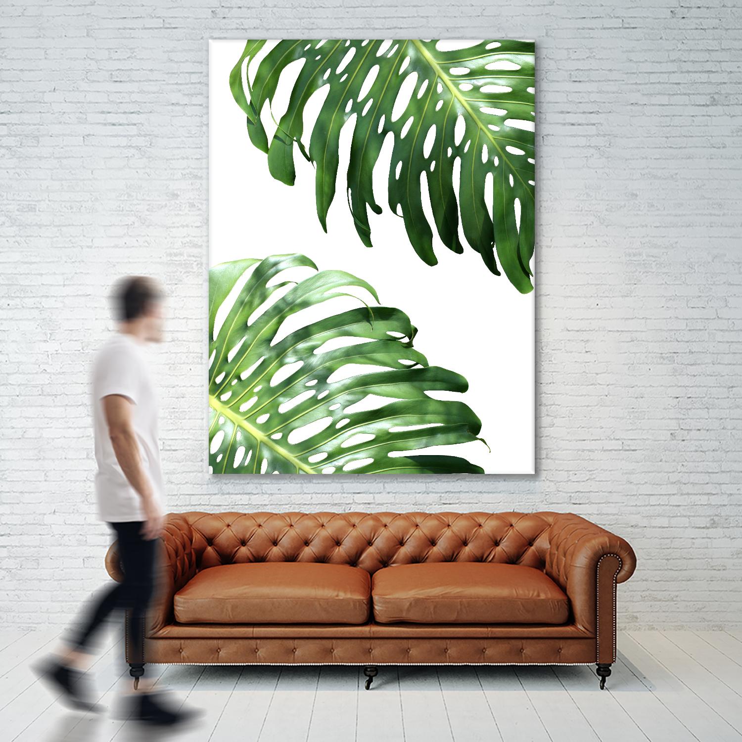 Double Philodendron (color) by Lexie Greer on GIANT ART - green botanical leaves
