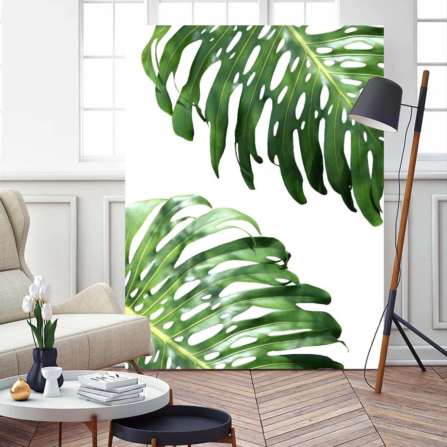 Double Philodendron (color) by Lexie Greer on GIANT ART - green botanical leaves