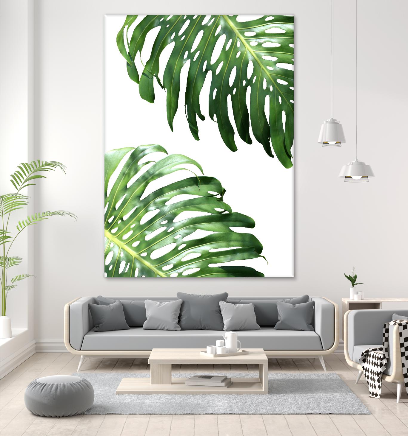 Double Philodendron (color) by Lexie Greer on GIANT ART - green botanical leaves