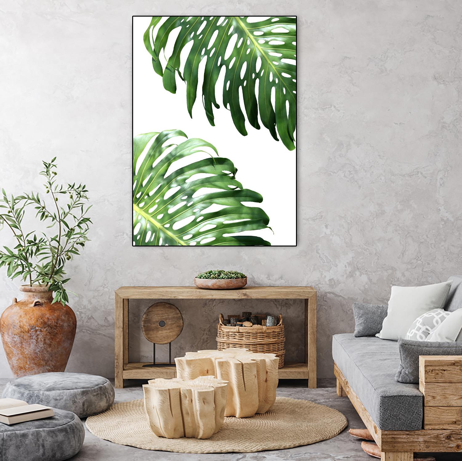 Double Philodendron (color) by Lexie Greer on GIANT ART - green botanical leaves
