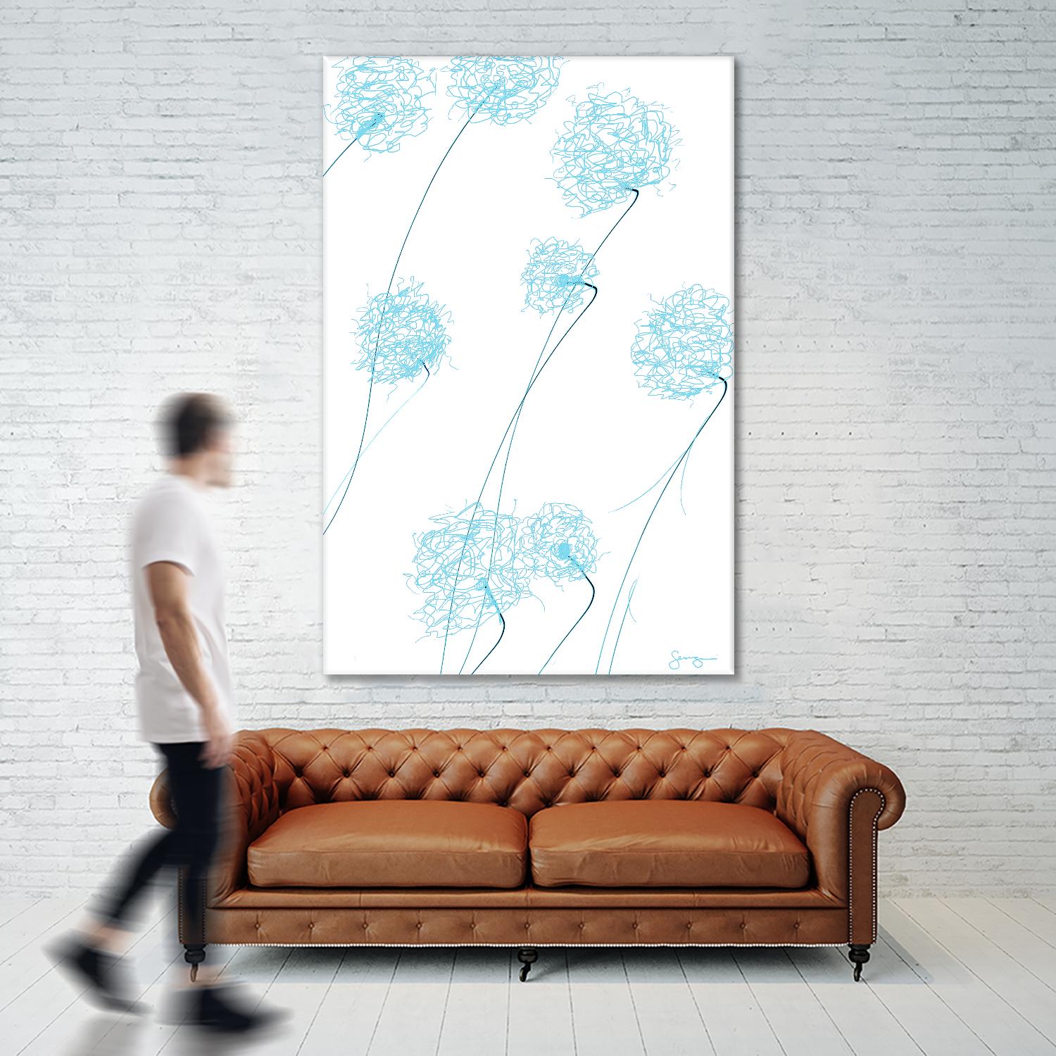 Day Flowers II by Joe Gemignani on GIANT ART - cyan abstract