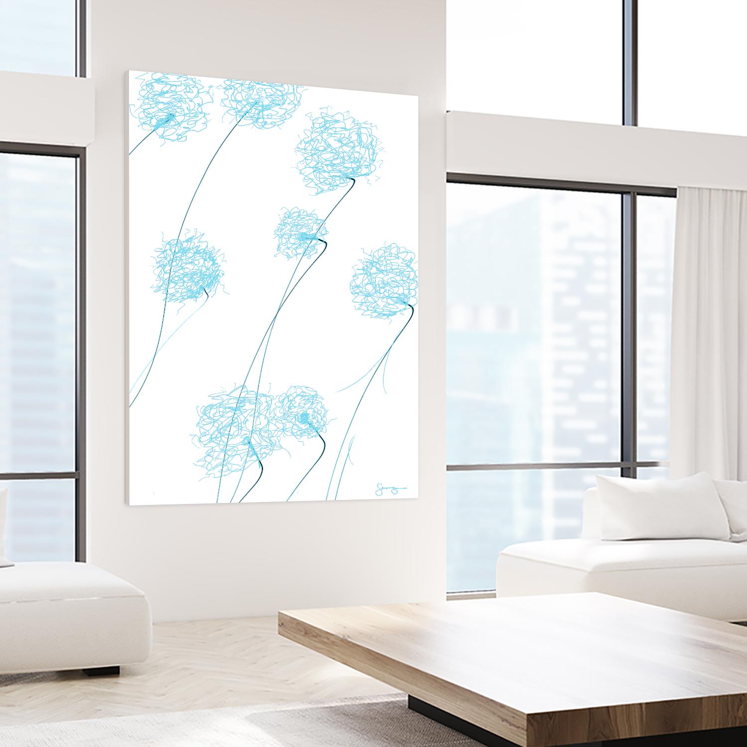 Day Flowers II by Joe Gemignani on GIANT ART - cyan abstract