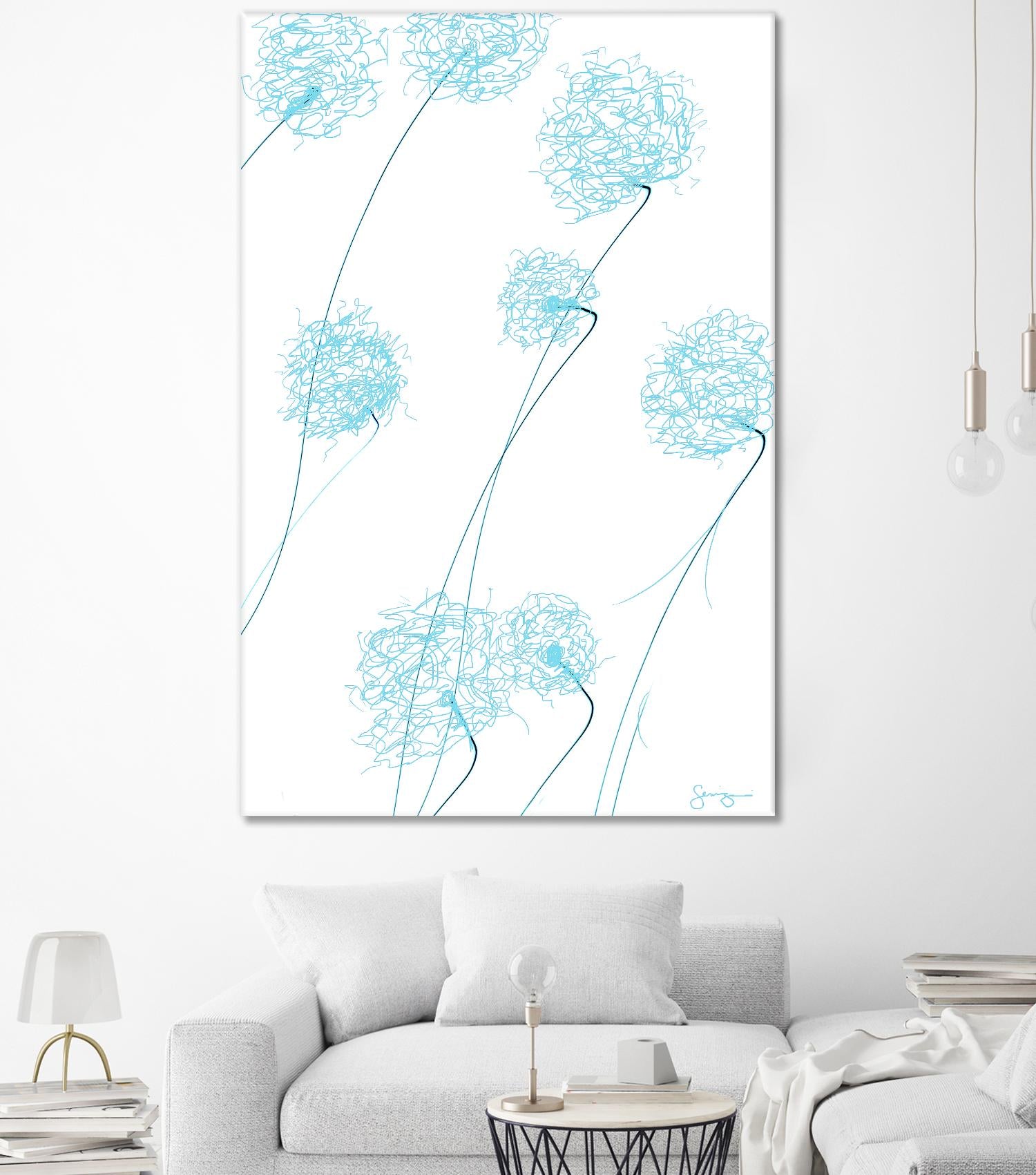 Day Flowers II by Joe Gemignani on GIANT ART - cyan abstract