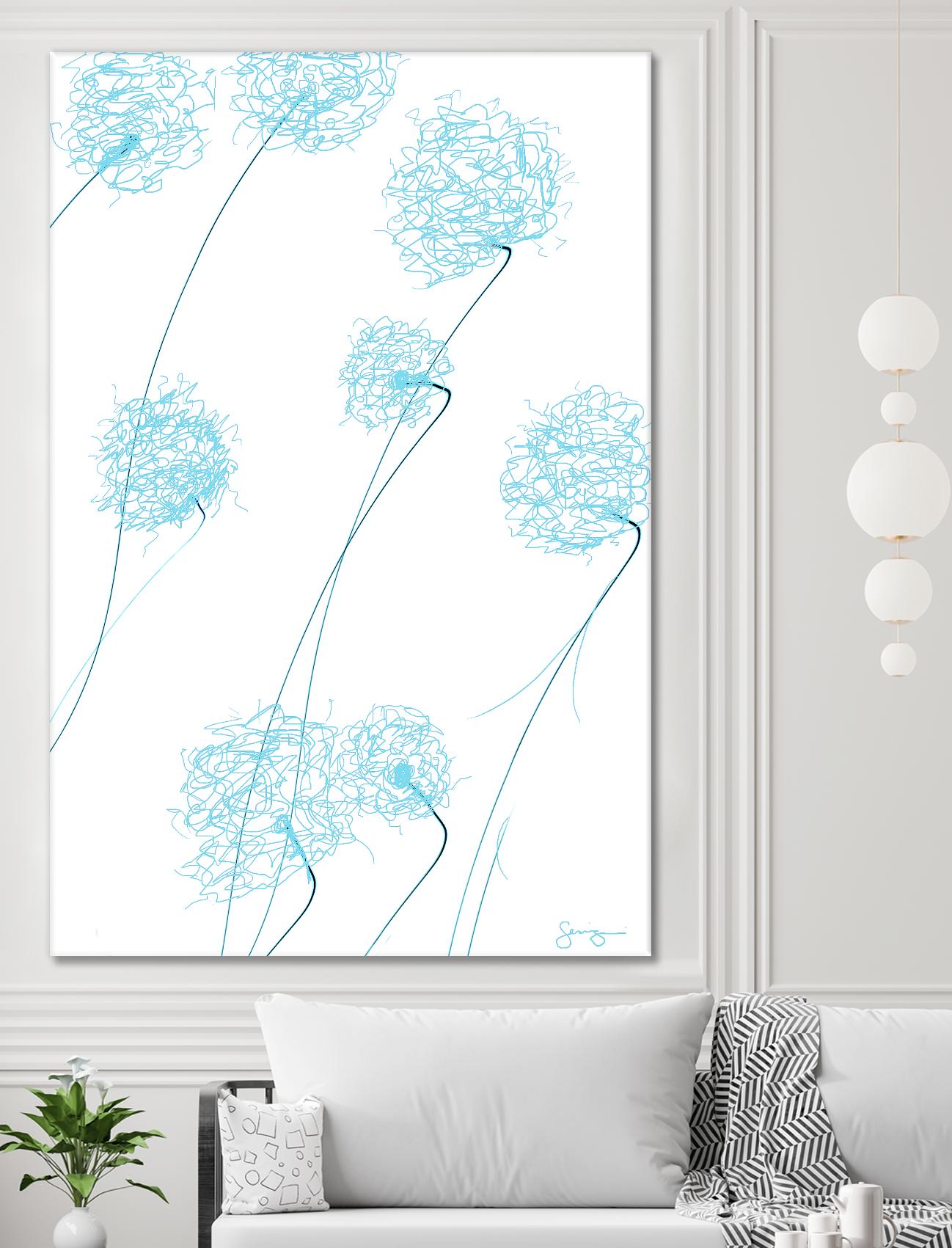 Day Flowers II by Joe Gemignani on GIANT ART - cyan abstract