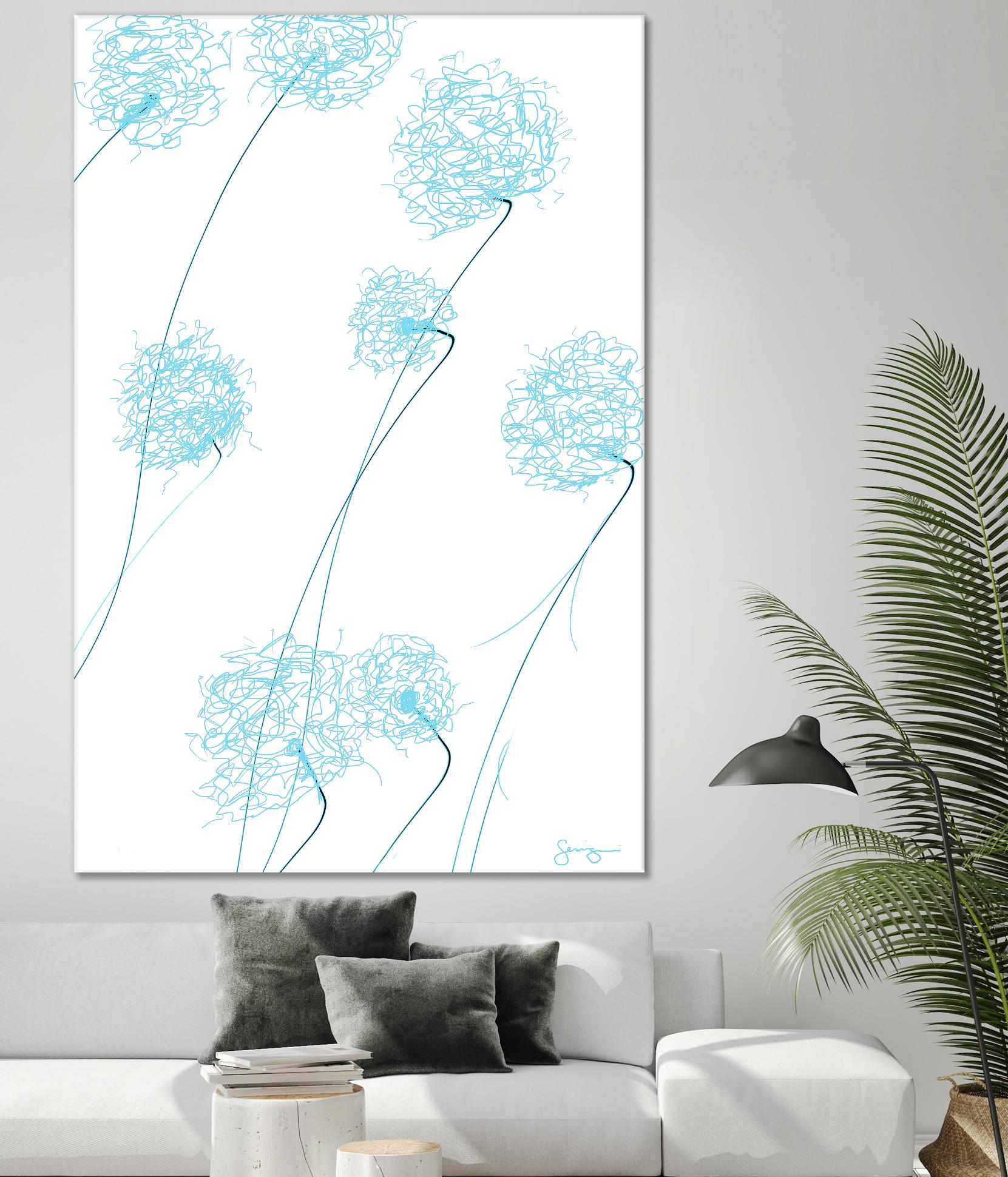 Day Flowers II by Joe Gemignani on GIANT ART - cyan abstract