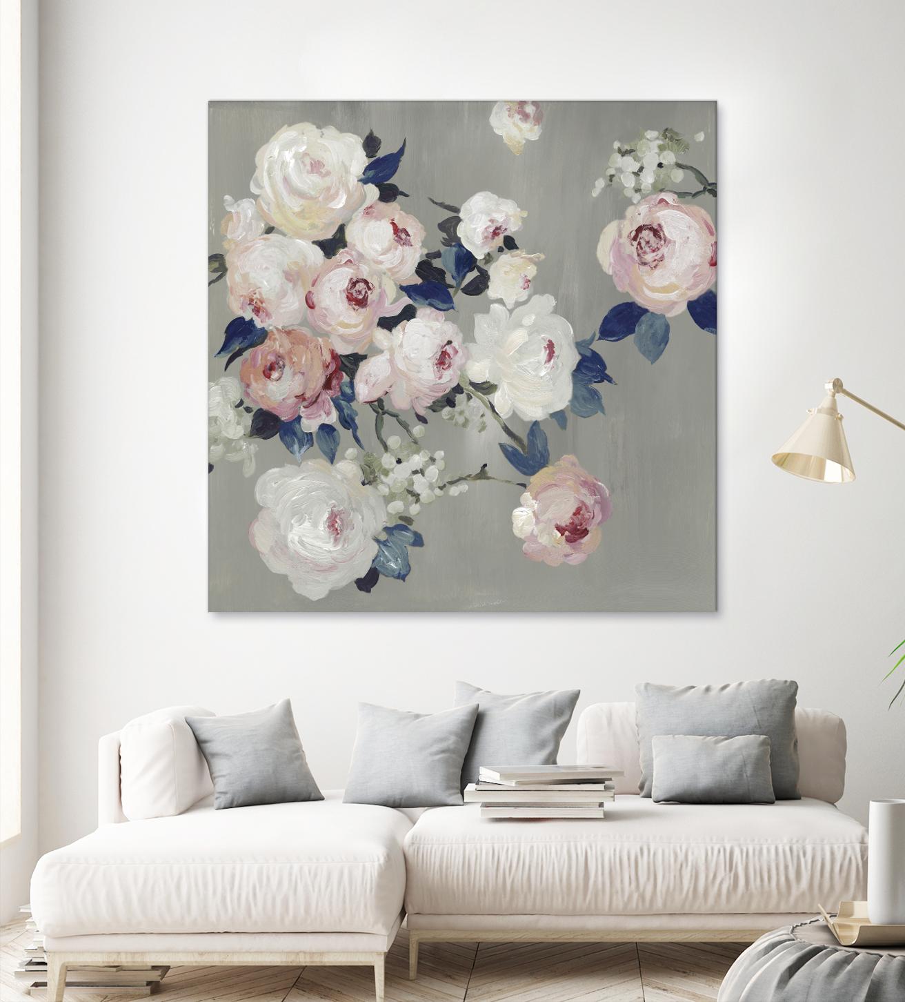 Cobalt Leaves by PI Studio on GIANT ART - white floral flowers