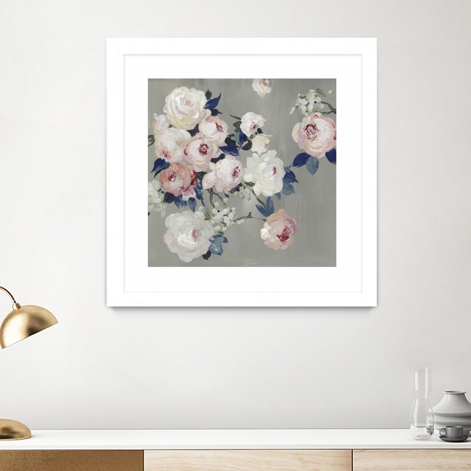 Cobalt Leaves by PI Studio on GIANT ART - white floral flowers