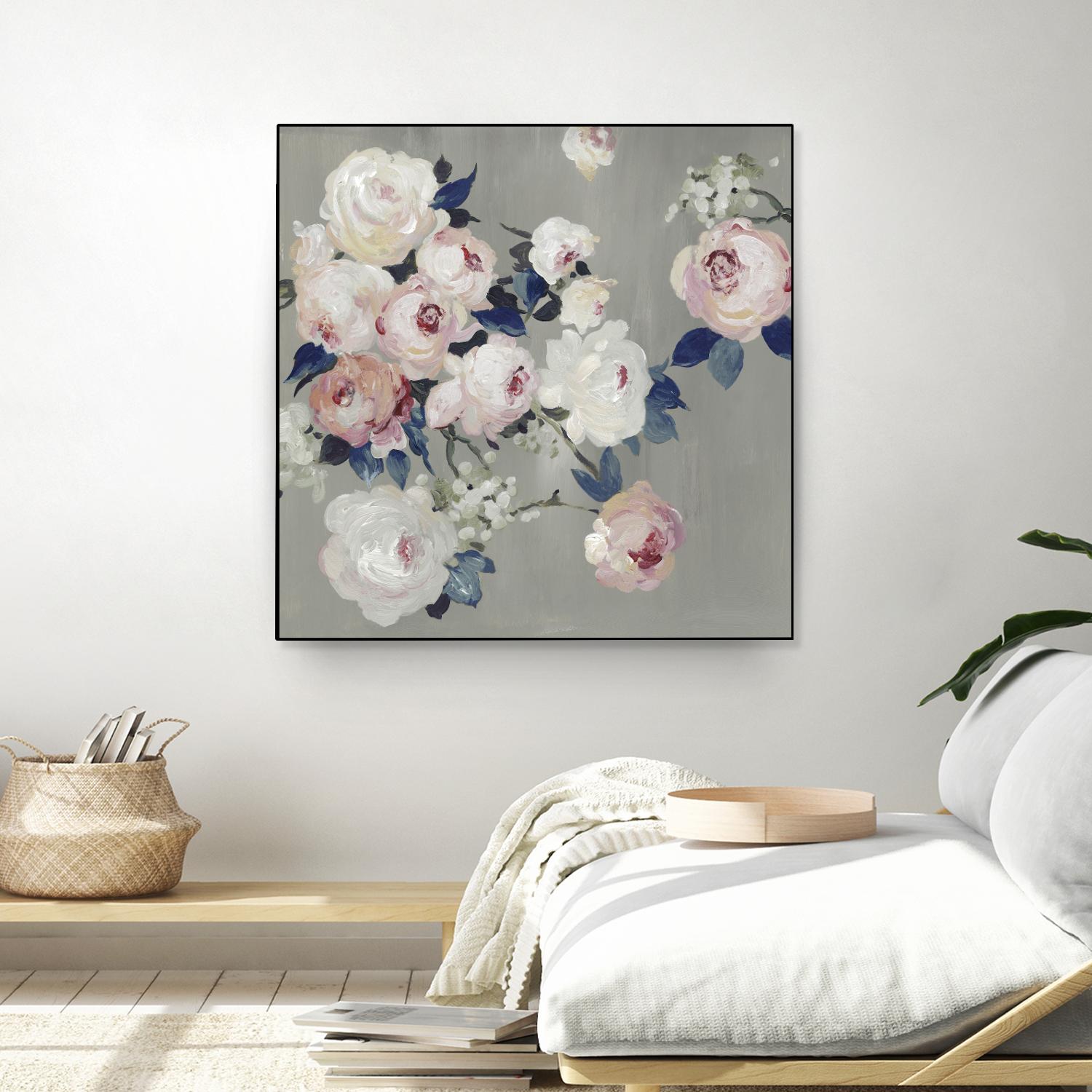 Cobalt Leaves by PI Studio on GIANT ART - white floral flowers
