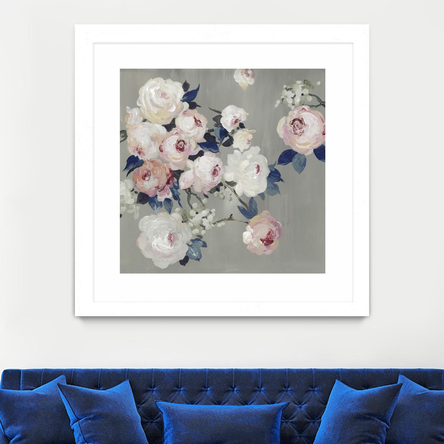 Cobalt Leaves by PI Studio on GIANT ART - white floral flowers