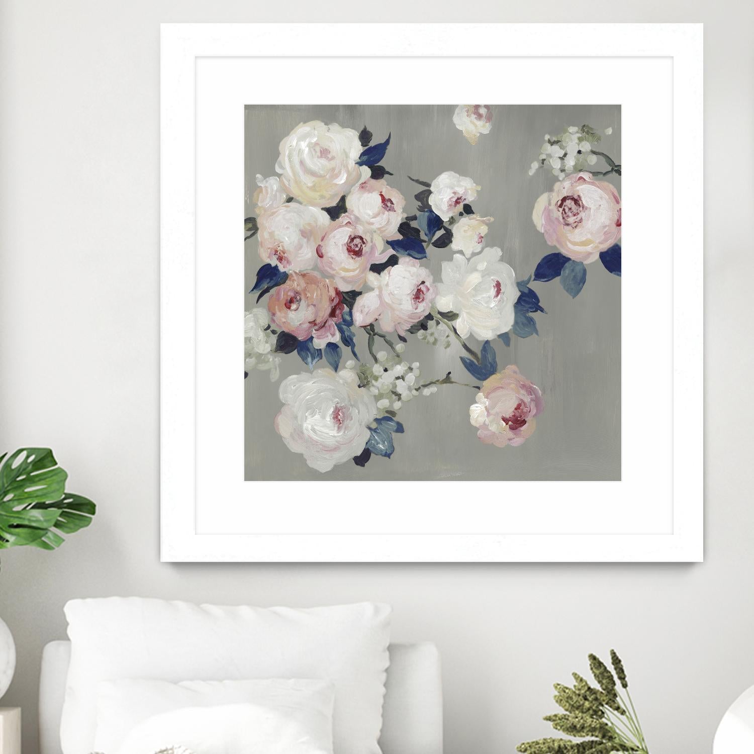 Cobalt Leaves by PI Studio on GIANT ART - white floral flowers