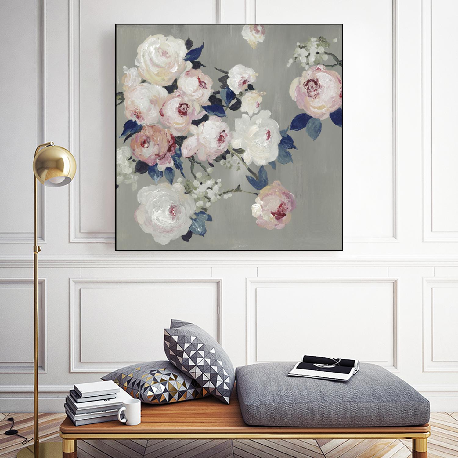 Cobalt Leaves by PI Studio on GIANT ART - white floral flowers