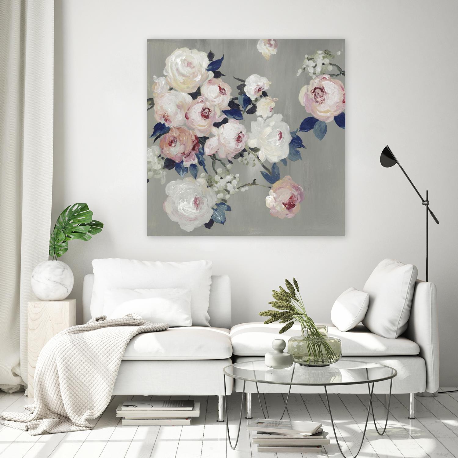 Cobalt Leaves by PI Studio on GIANT ART - white floral flowers
