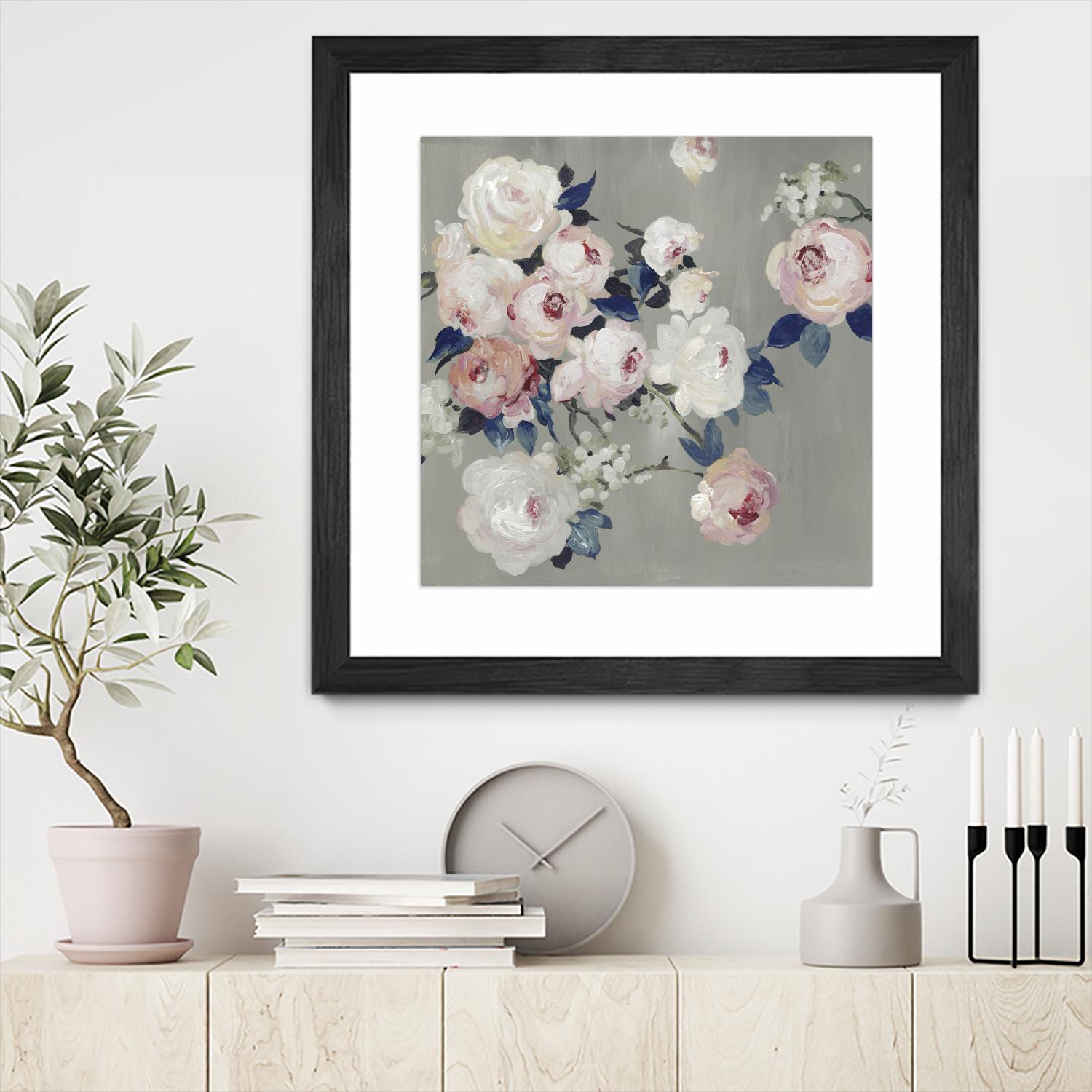 Cobalt Leaves by PI Studio on GIANT ART - white floral flowers