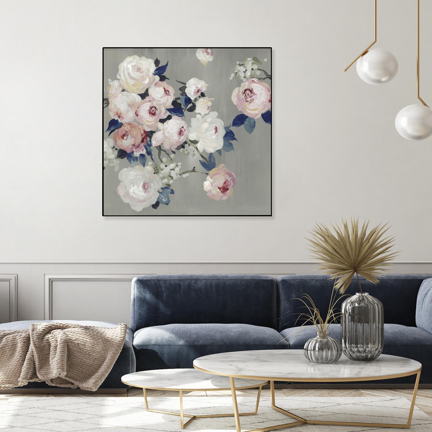 Cobalt Leaves by PI Studio on GIANT ART - white floral flowers
