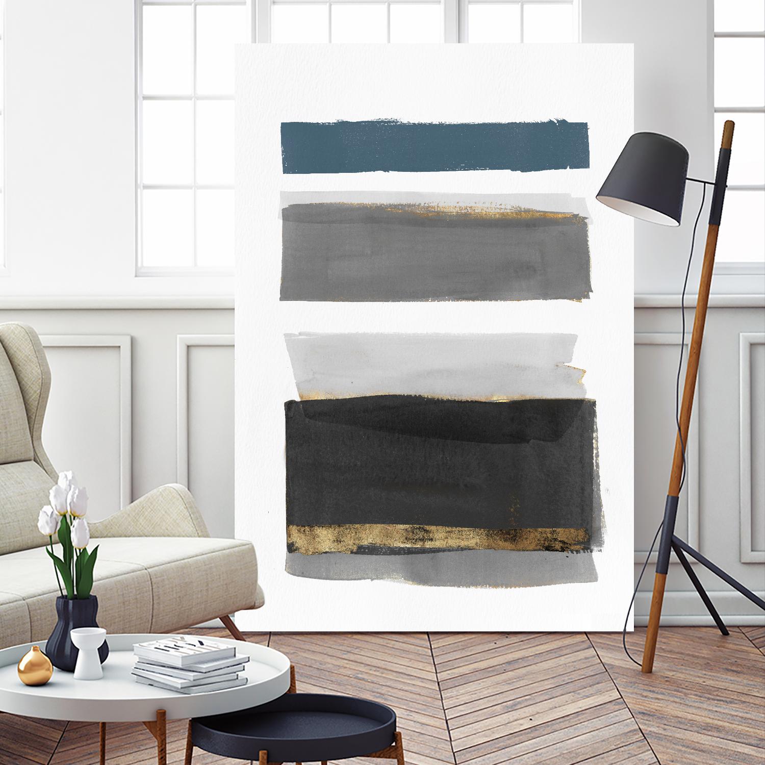 Stacked Stripes II by PI Studio on GIANT ART - gold shapes