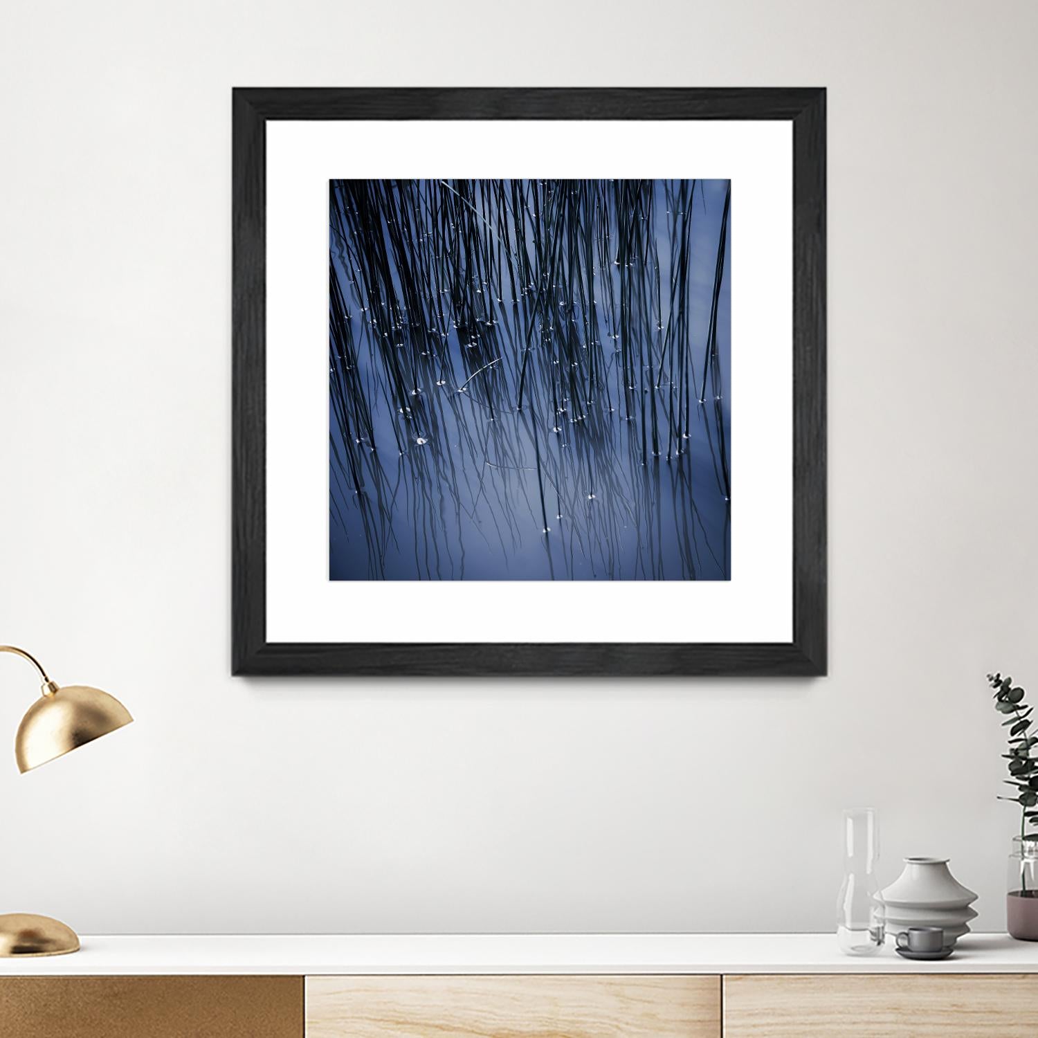 Lily Pond Blue III by Rebecca Cozart on GIANT ART - black photo art