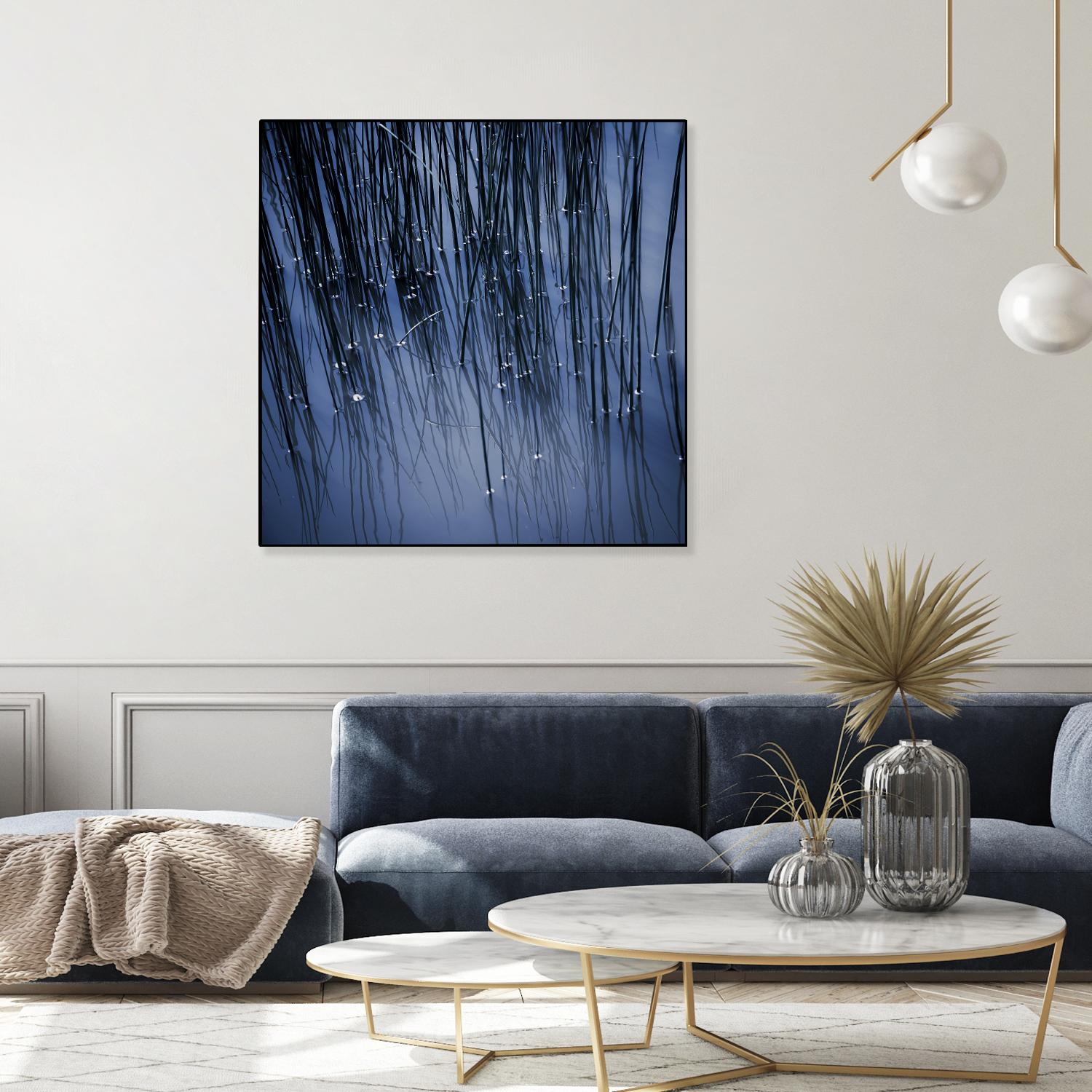 Lily Pond Blue III by Rebecca Cozart on GIANT ART - black photo art