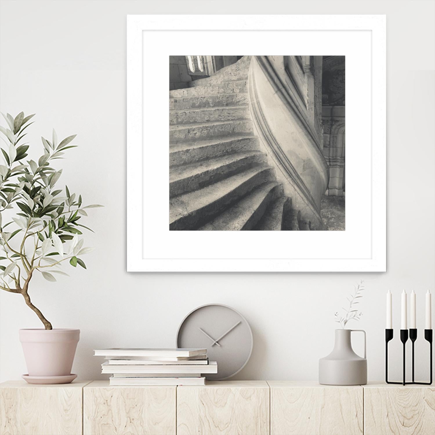 Descending I by YK Studios 1X on GIANT ART - gray architectural stair