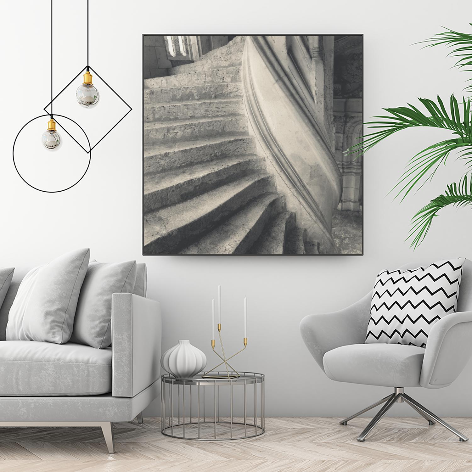 Descending I by YK Studios 1X on GIANT ART - gray architectural stair