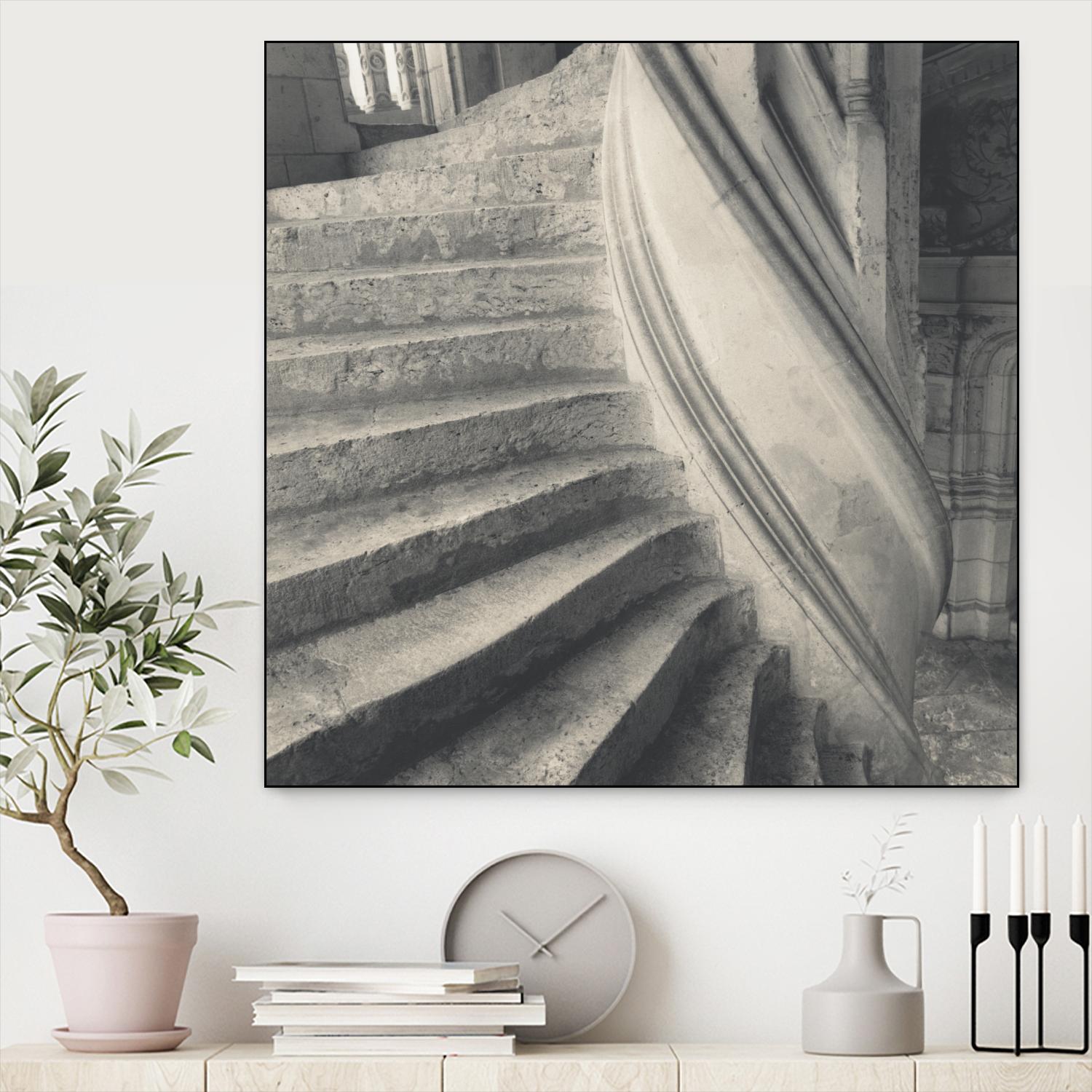 Descending I by YK Studios 1X on GIANT ART - gray architectural stair