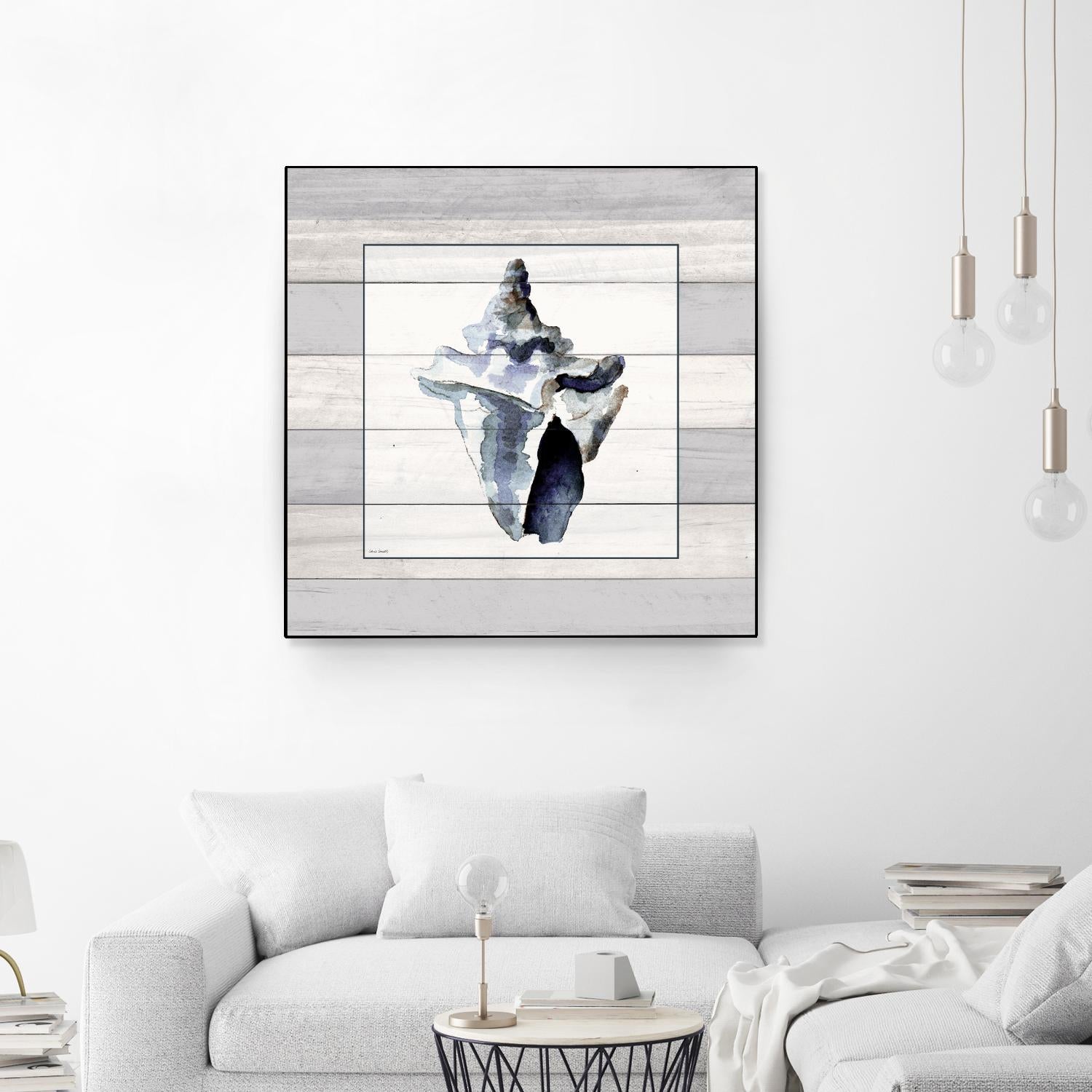 Muted Blue Sea Conch On Wood by Lanie Loreth on GIANT ART - coastal