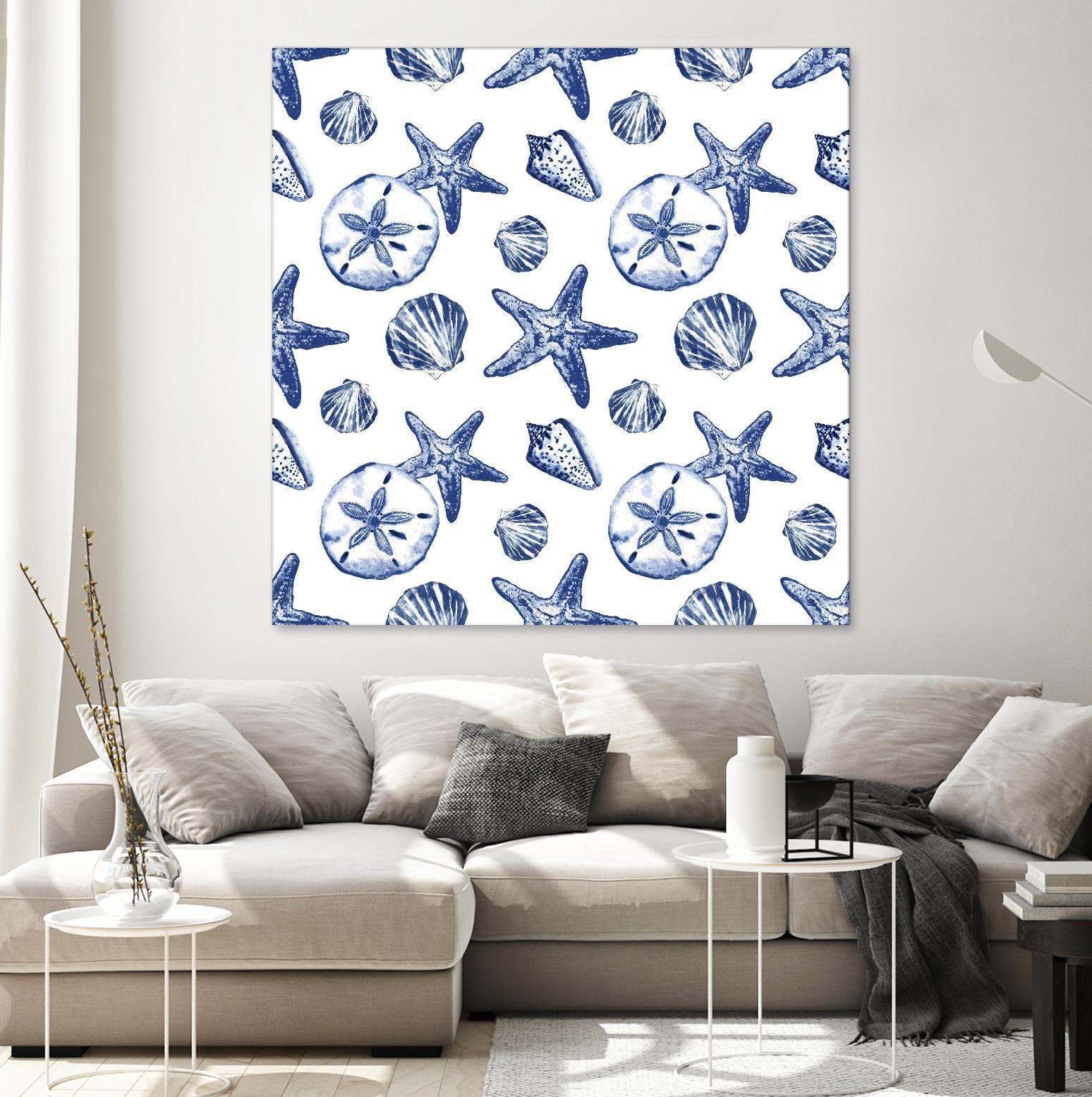 Deep Ocean Treasures White Pattern by Janice Gaynor on GIANT ART - coastal pattern