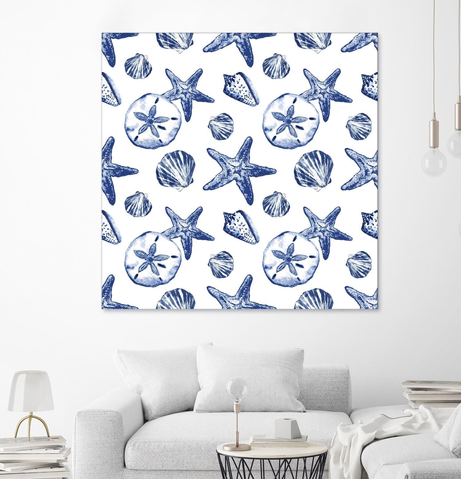 Deep Ocean Treasures White Pattern by Janice Gaynor on GIANT ART - coastal pattern
