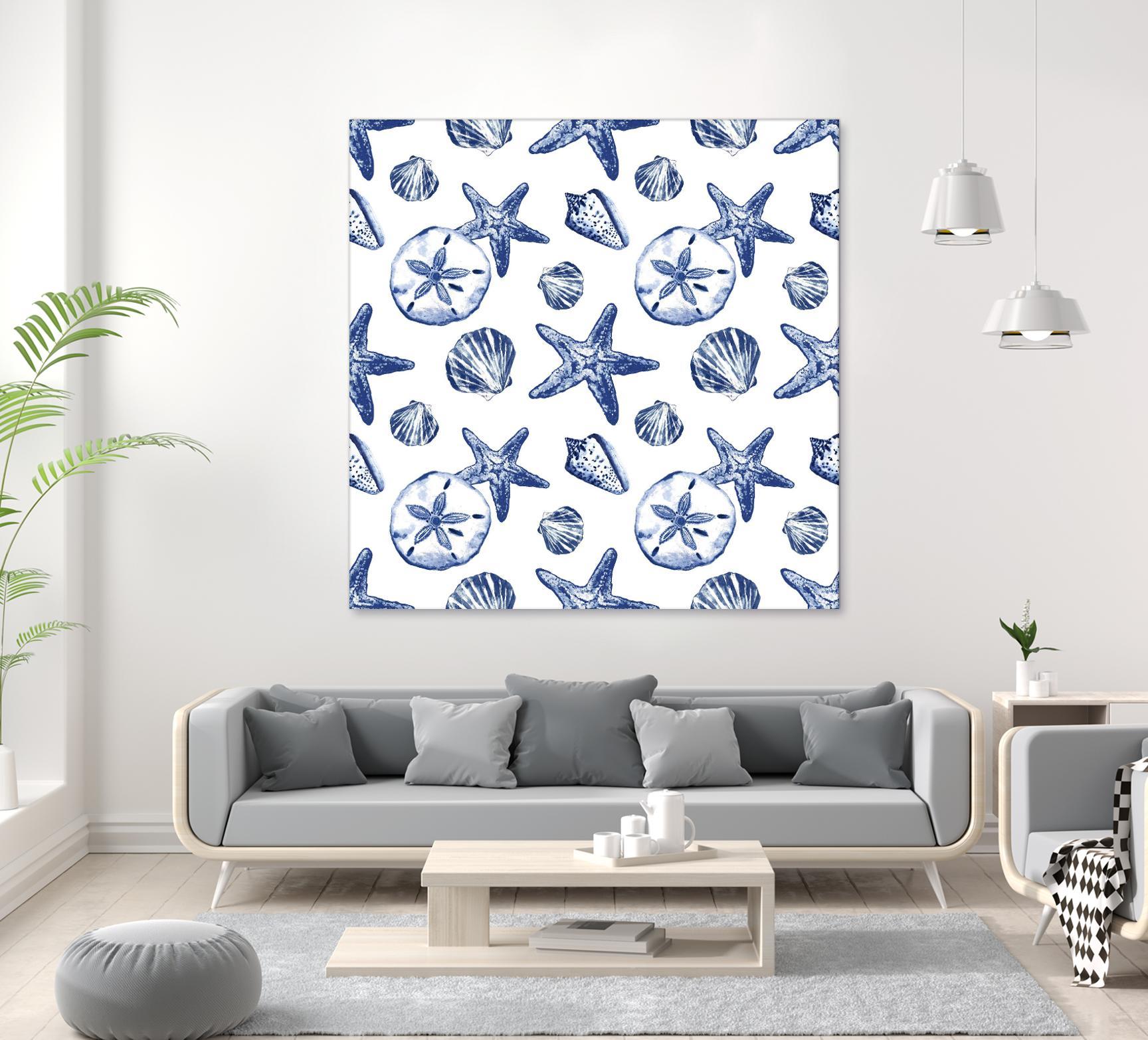 Deep Ocean Treasures White Pattern by Janice Gaynor on GIANT ART - coastal pattern