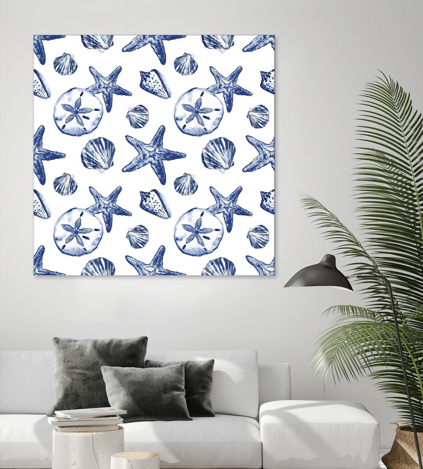 Deep Ocean Treasures White Pattern by Janice Gaynor on GIANT ART - coastal pattern