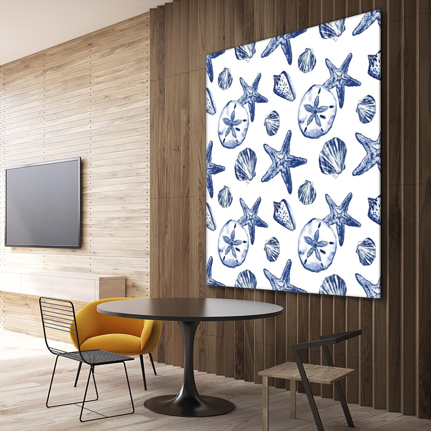 Deep Ocean Treasures White Pattern by Janice Gaynor on GIANT ART - coastal pattern