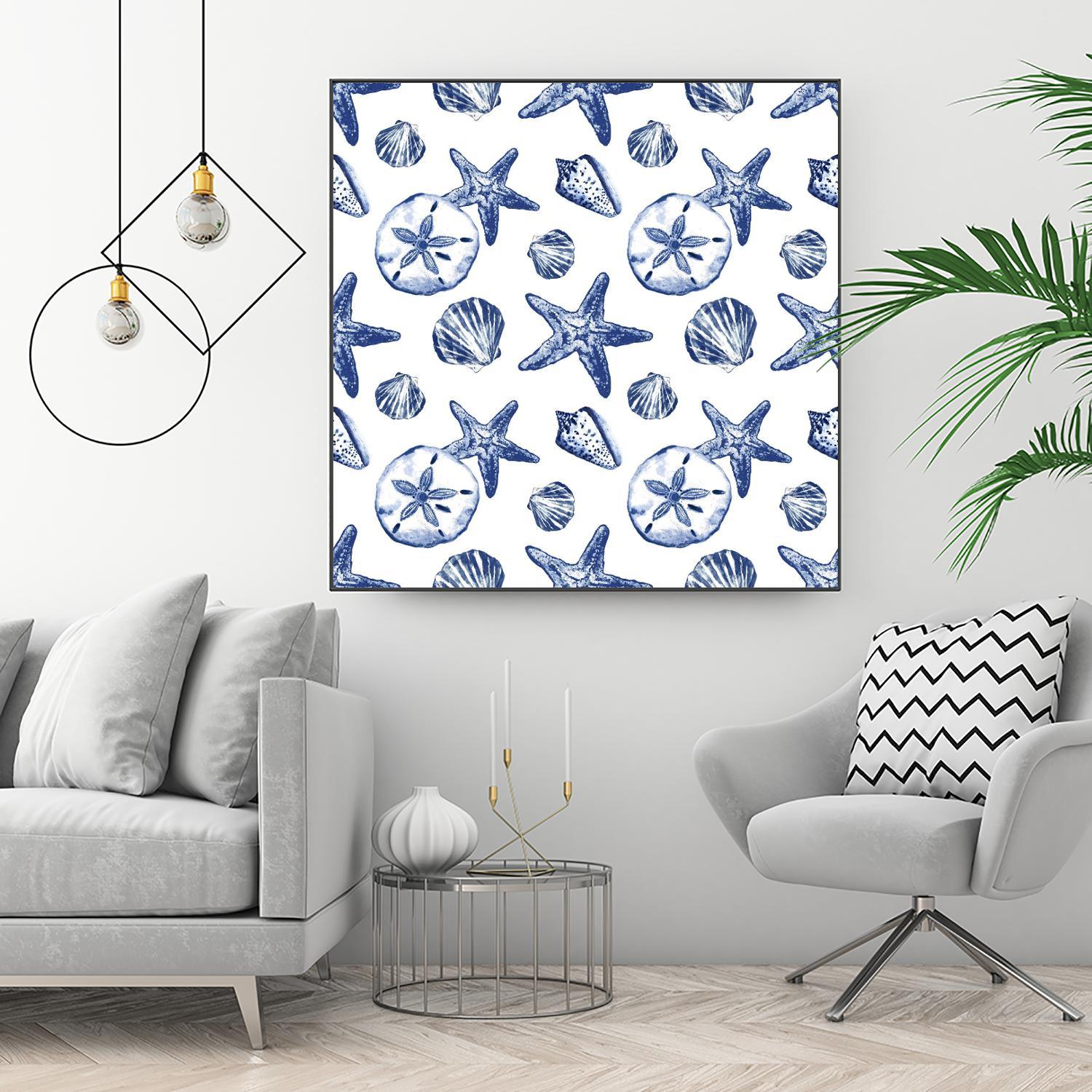 Deep Ocean Treasures White Pattern by Janice Gaynor on GIANT ART - coastal pattern