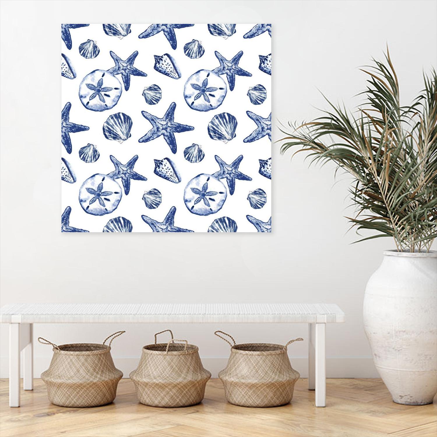 Deep Ocean Treasures White Pattern by Janice Gaynor on GIANT ART - coastal pattern