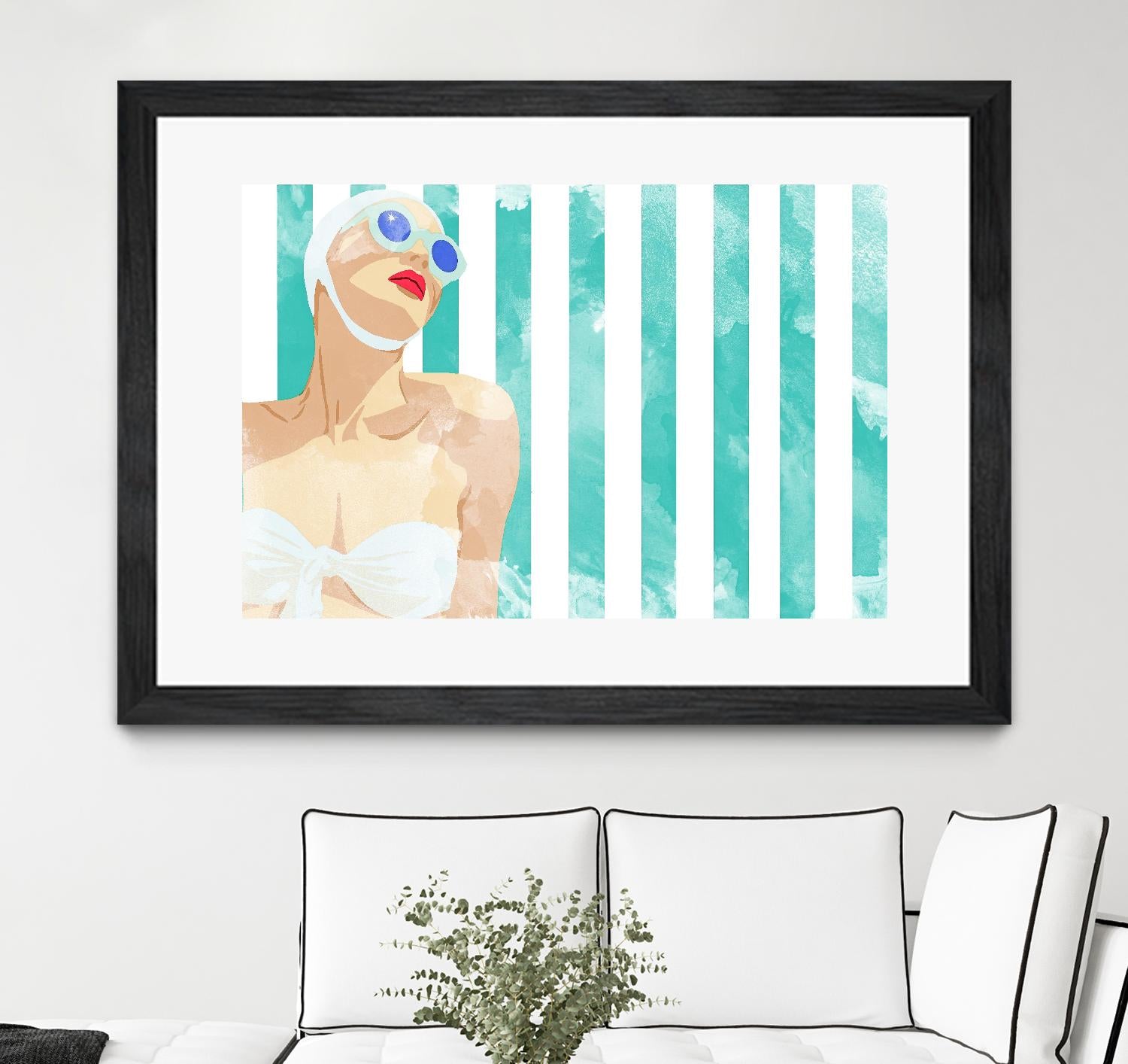 Bathing Beauty On Teal Towel by Jen Bucheli on GIANT ART - figurative coastal