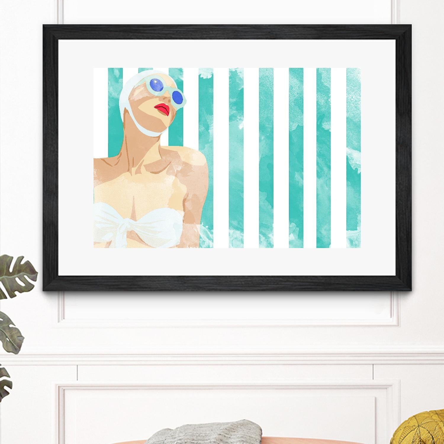 Bathing Beauty On Teal Towel by Jen Bucheli on GIANT ART - figurative coastal